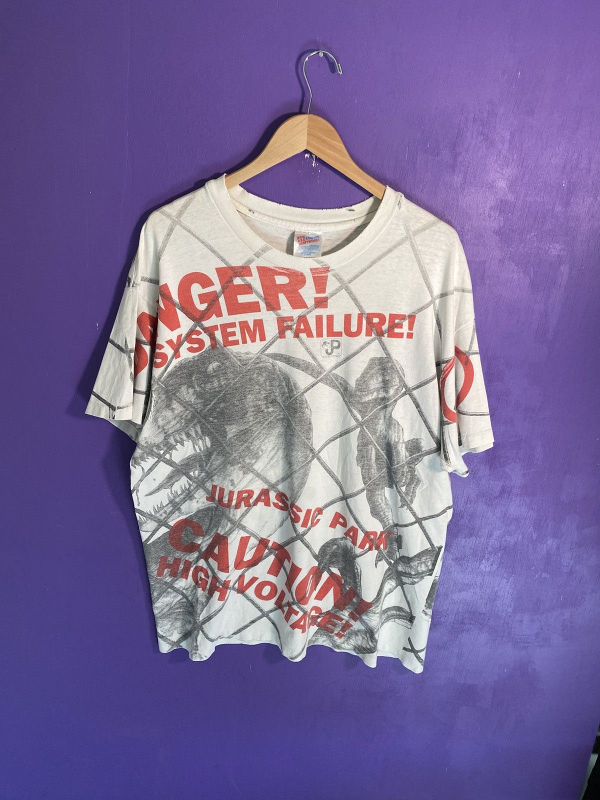 Other Vintage 1990 Jurassic park electric fence AOP t-shirt Size US XL / EU 56 / 4 - 1 Thumbnail