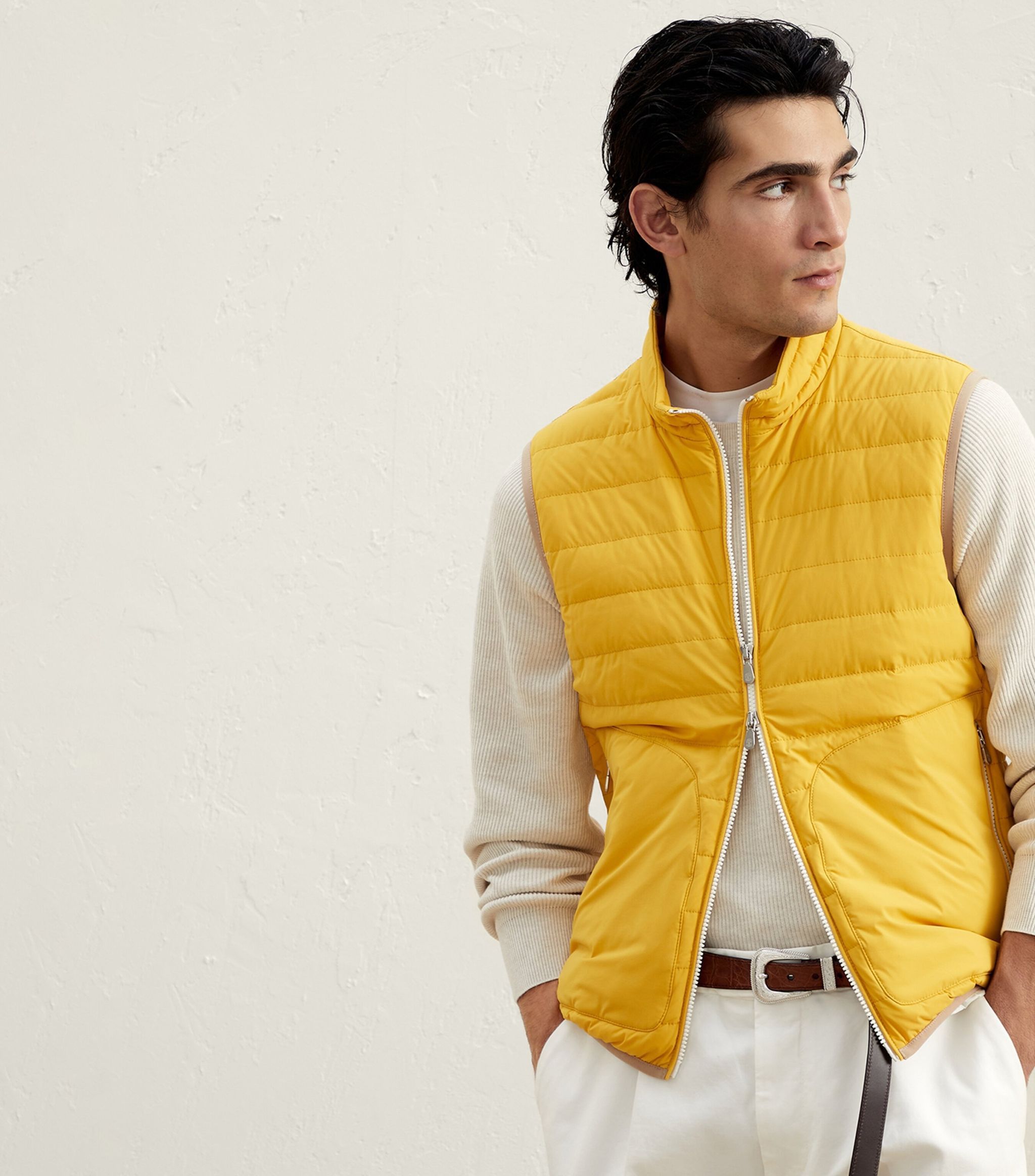 image of Brunello Cucinelli O1W1Db10524 Vest In Yellow, Men's (Size Small)