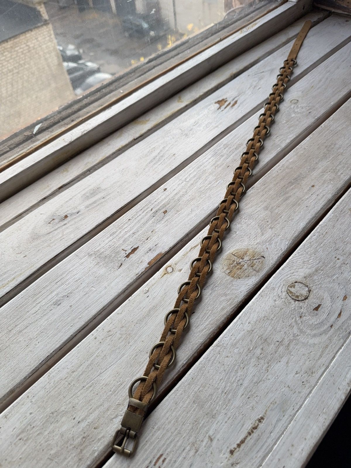 Japanese Brand VNTG Y2K Western Suede Chain Belt Boho 70s Style Brass Rings Size ONE SIZE - 3 Thumbnail