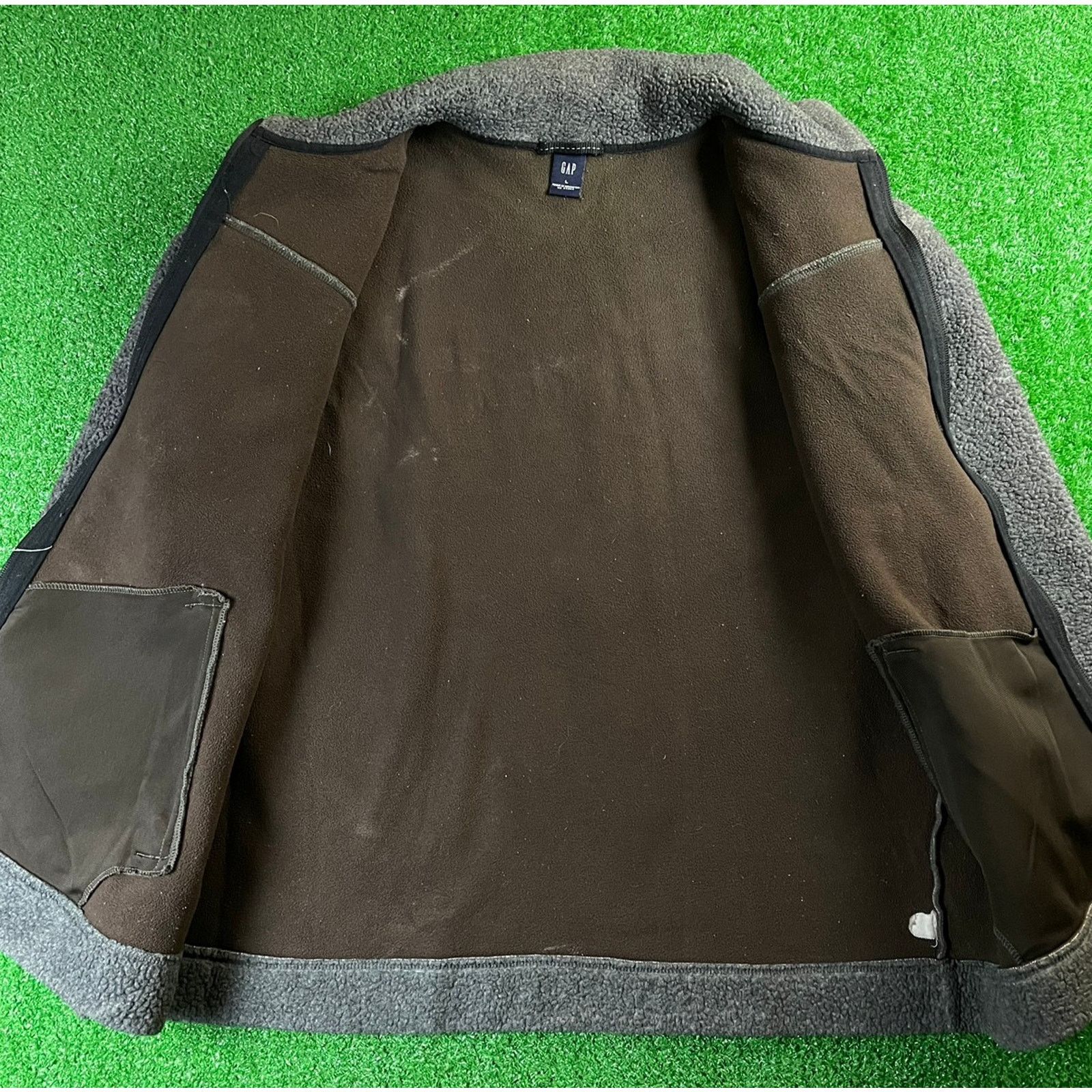 Gap × Vintage Vintage Y2K GAP Deep Pile Fleece Large Jacket Charcoal Gray Size US L / EU 52-54 / 3 - 2 Thumbnail