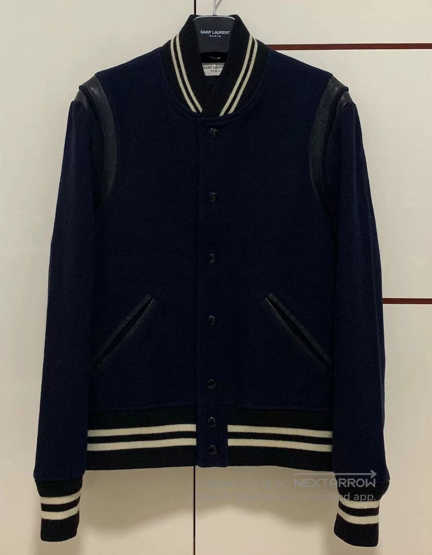 Saint Laurent Paris Saint Laurent Blue Wool Baseball Jacket. Size US L / EU 52-54 / 3 - 1 Thumbnail
