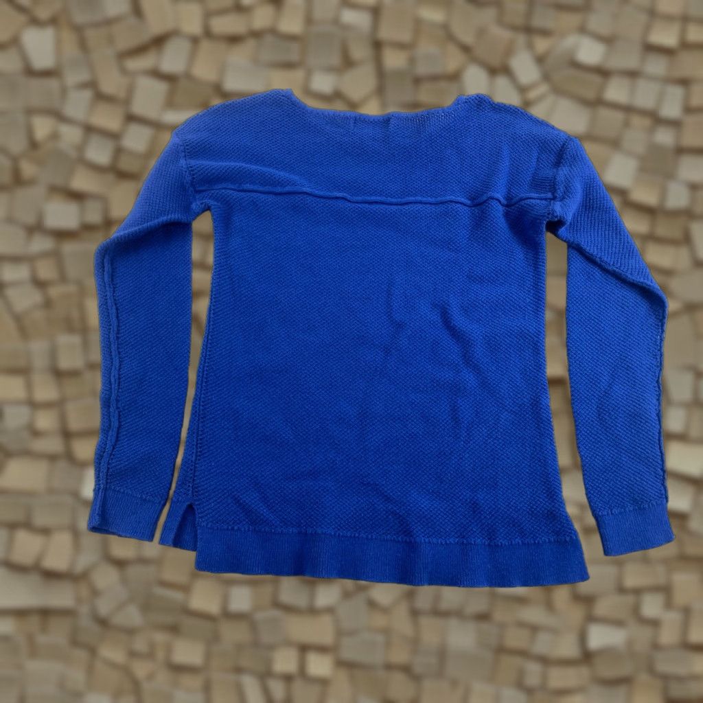 Vintage a.n.a Sweater Womens Petite Small Blue Pullover Knit Long Sleeve Boat Neck Solid Size S / US 4 / IT 40 - 1 Thumbnail