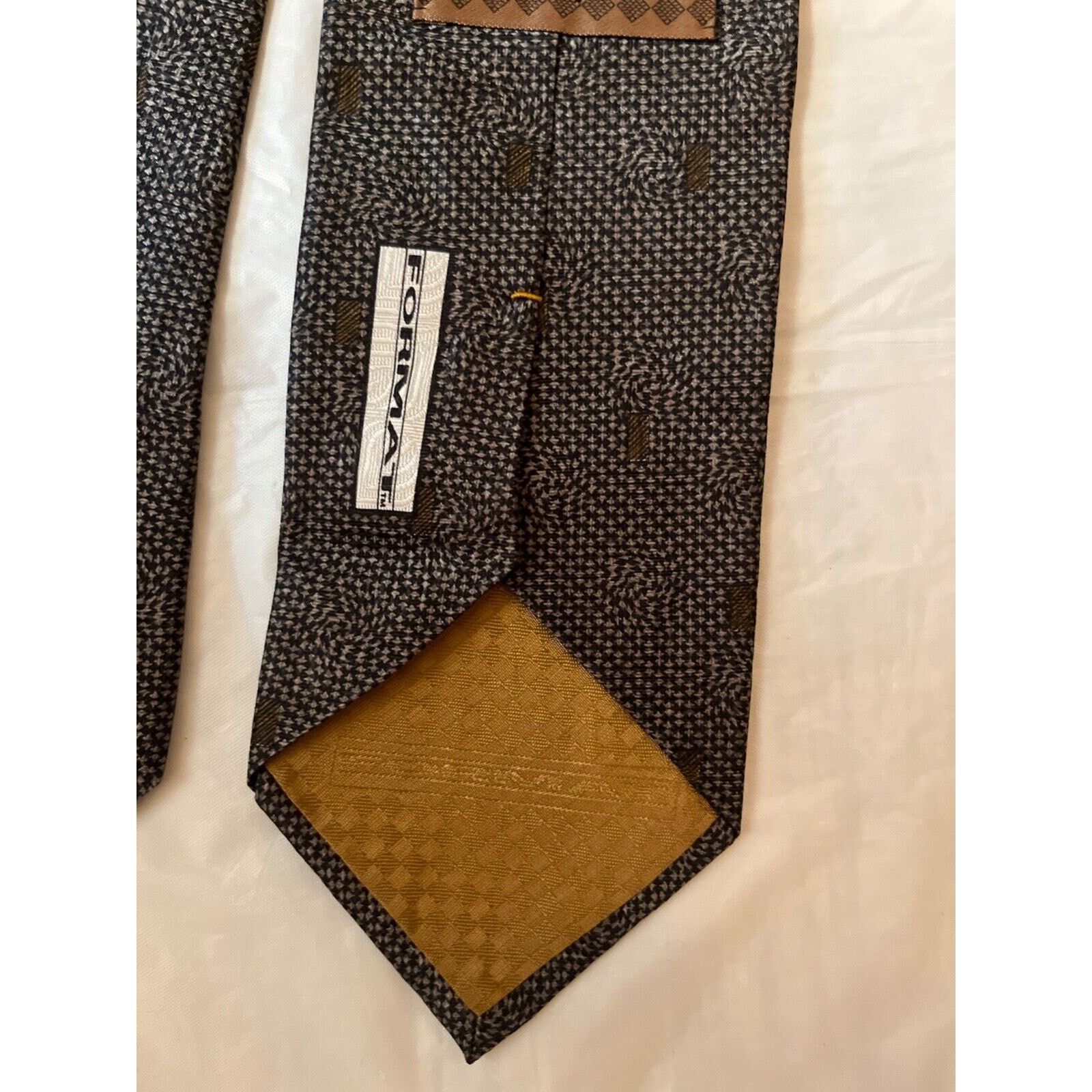 Other Vintage Format silk tie ~ Brown & Black ~ necktie Size ONE SIZE - 4 Thumbnail