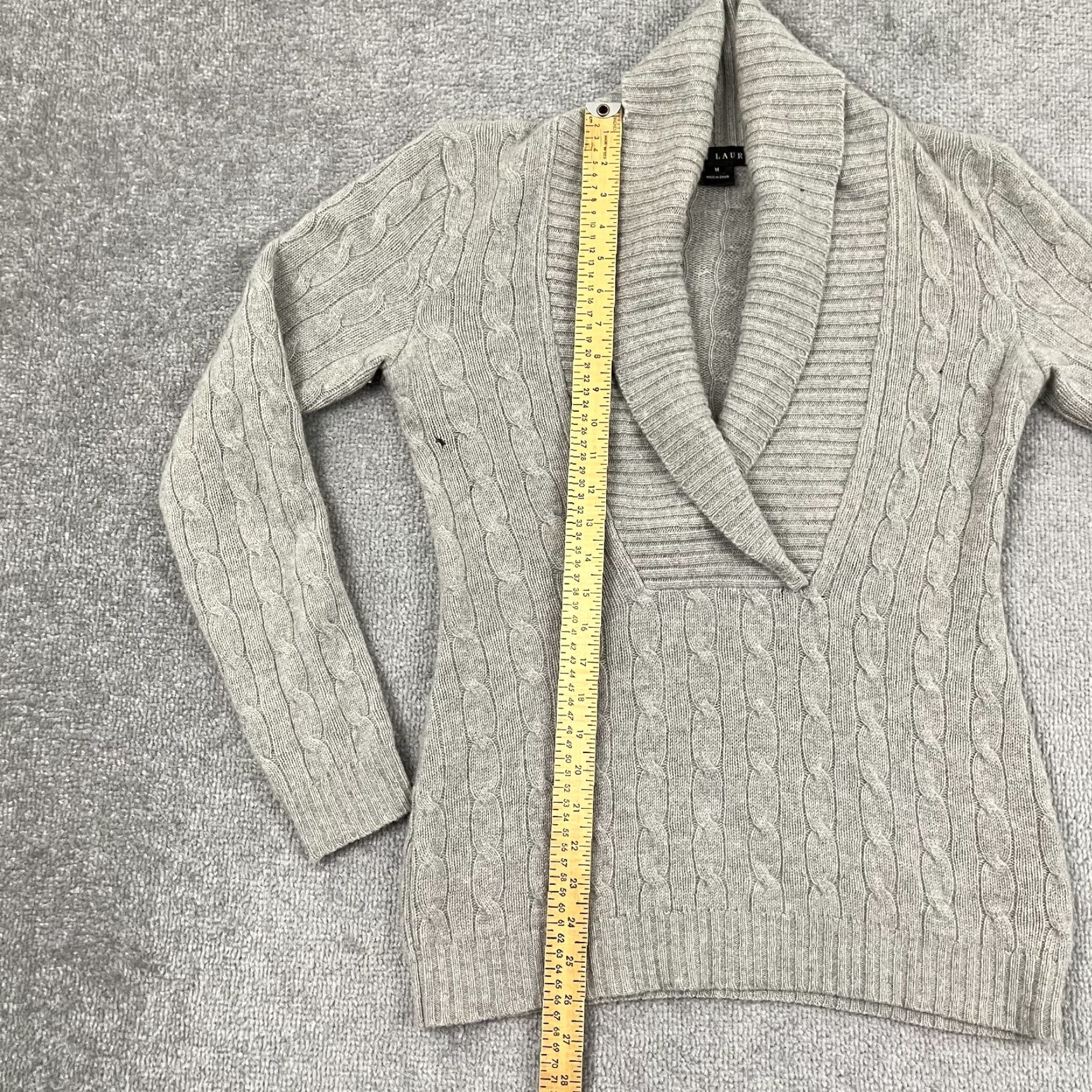 Ralph Lauren Ralph Lauren Black Label Cashmere Sweater Womens Medium Gray Cable Knit Preppy Long Sleeve Size M / US 6-8 / IT 42-44 - 3 Thumbnail
