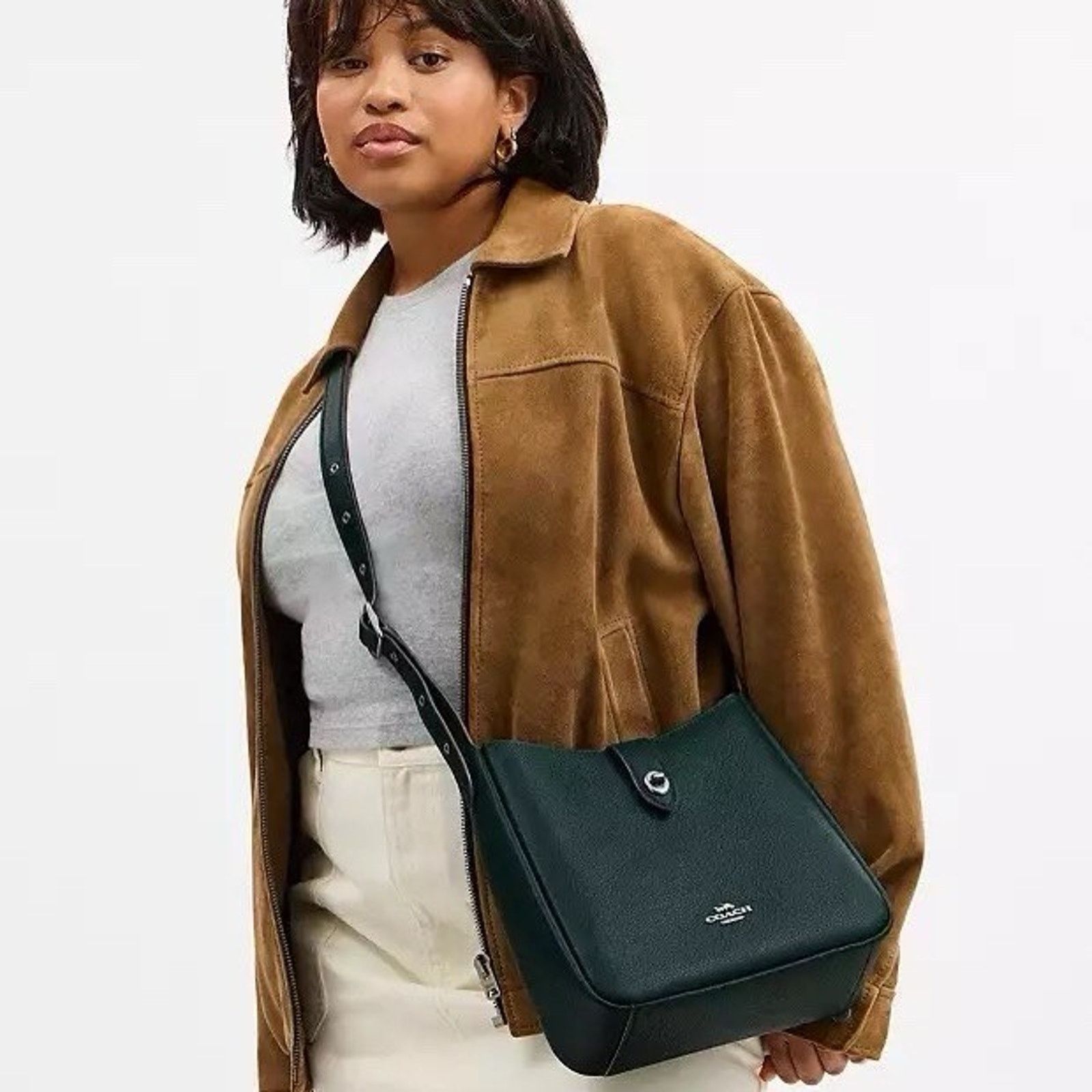 Coach NWT Coach Hadley Convertible Bag Leather CW002 Dark Teal Size ONE SIZE - 8 Thumbnail