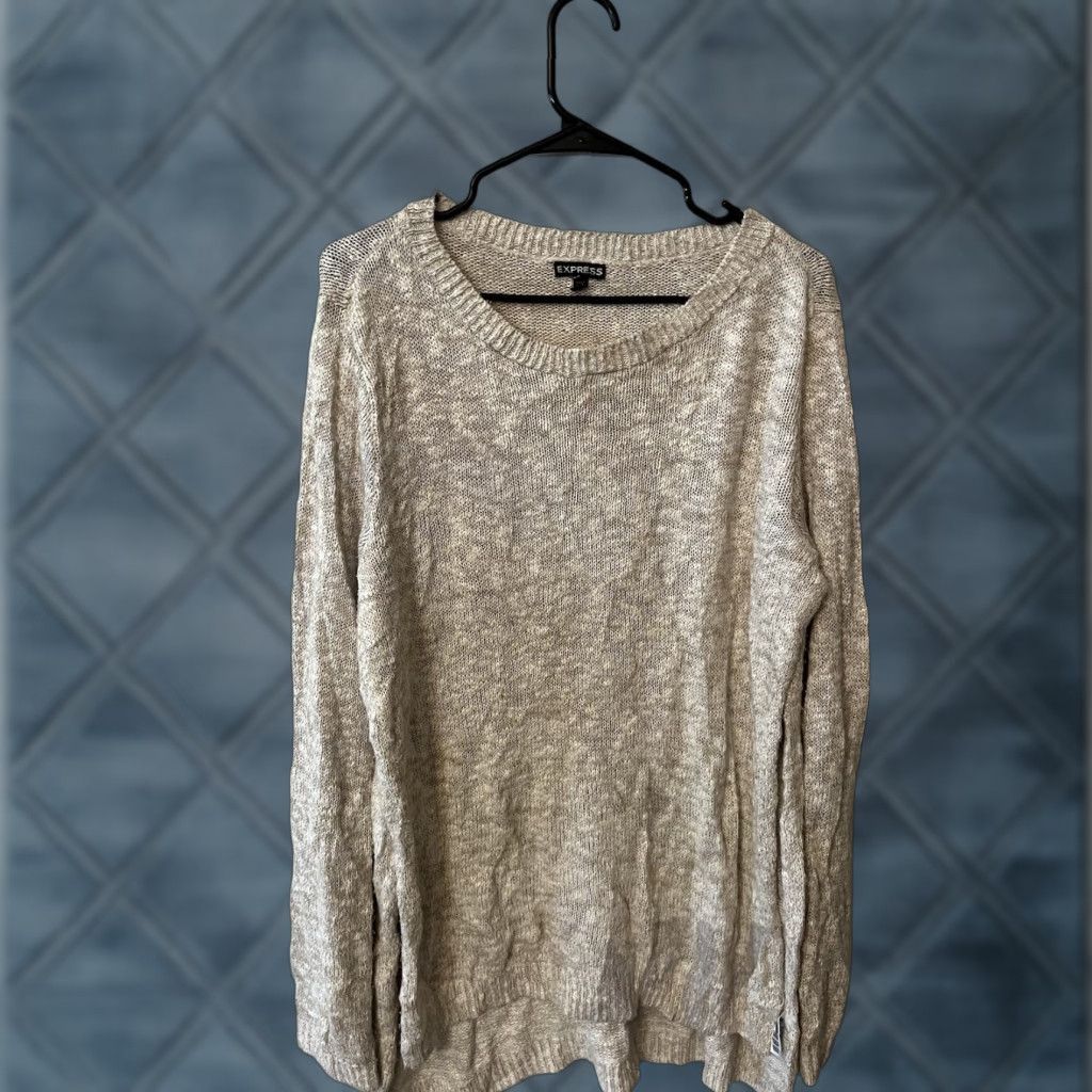 Express Express Womens Pullover Sweater Long Sleeve Round Neck Knit Size Medium Beige Size M / US 6-8 / IT 42-44 - 1 Thumbnail
