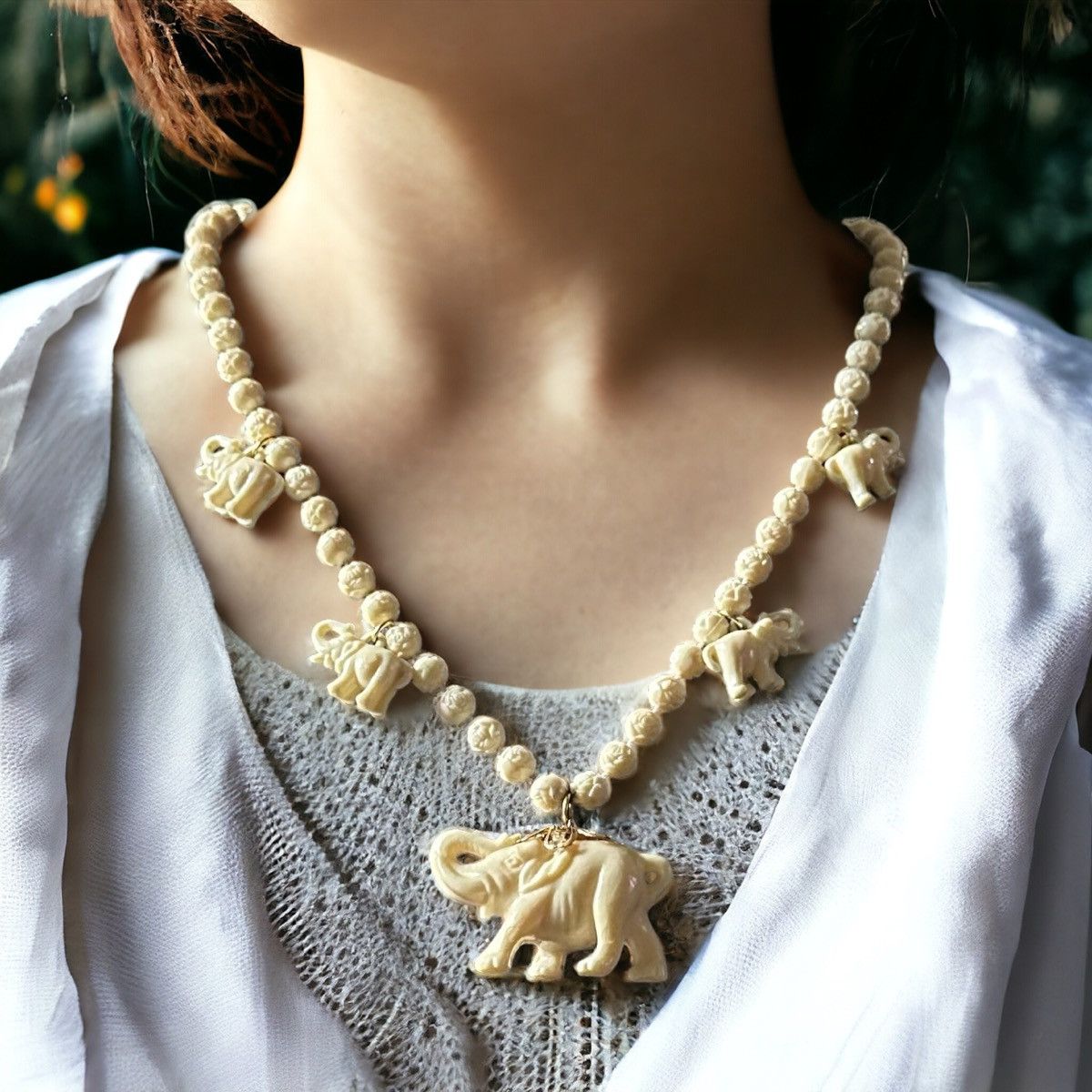 Vintage Vintage beaded elephant necklace Size ONE SIZE - 2 Thumbnail