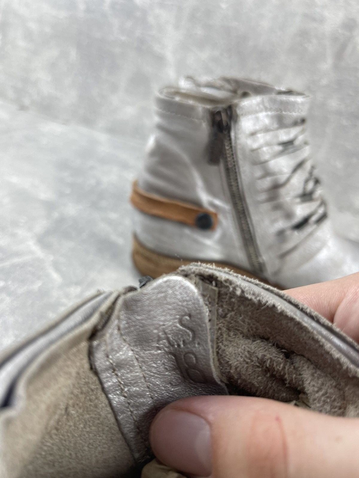 Vintage A.S.98 Archive Silver Straps Glitter Leather Boots Size US 7 / IT 37 - 12 Thumbnail
