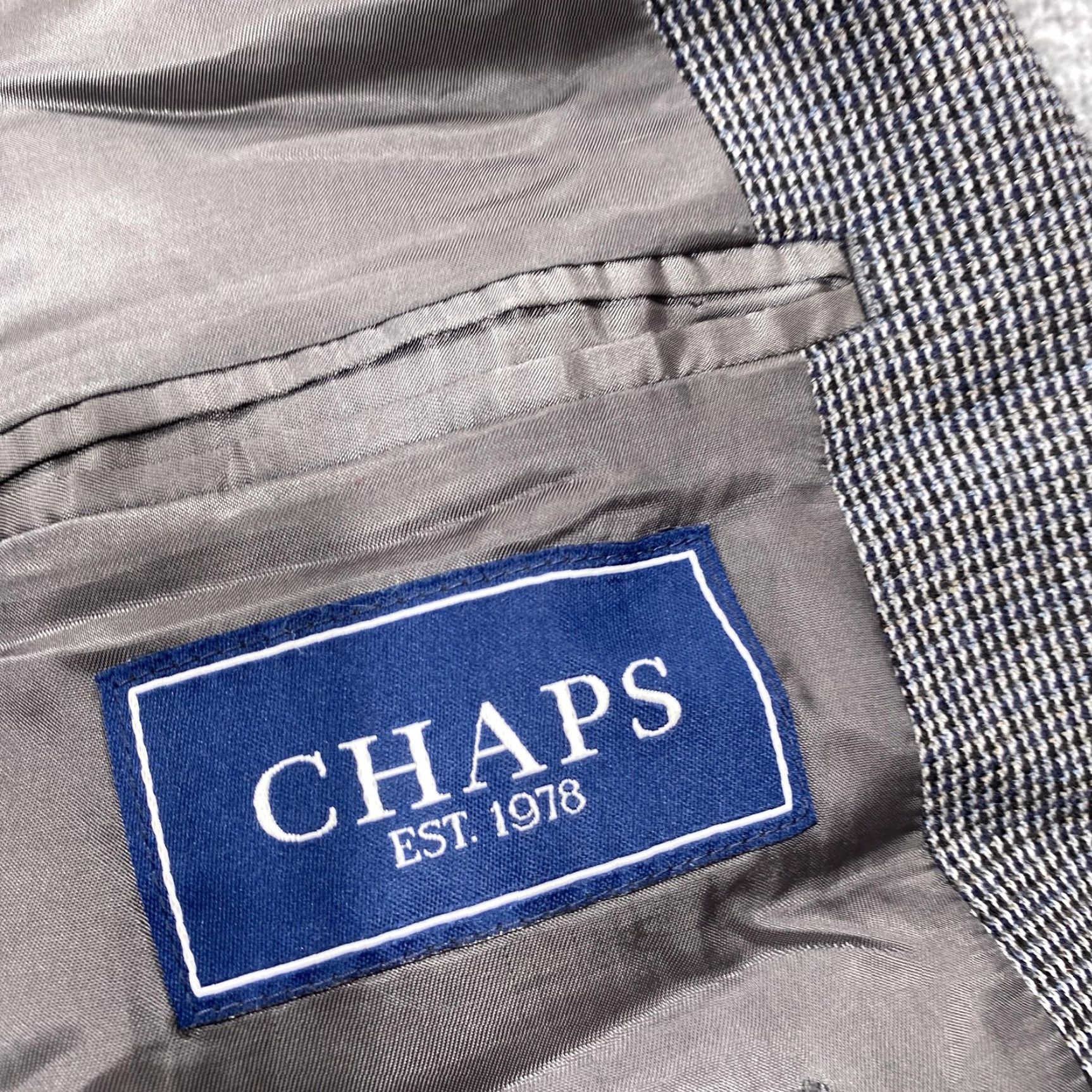 Chaps Chaps Blazer Mens 48L Long Gray Check Wool Sport Coat Two-Button Lined Jacket Size 48R - 5 Thumbnail