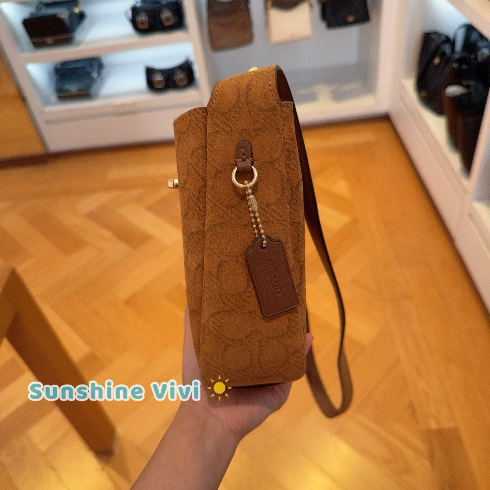 Coach NWT Coach Hadley Mini Crossbody Bag CCE16, suede/Im/Caramel Size ONE SIZE - 2 Thumbnail