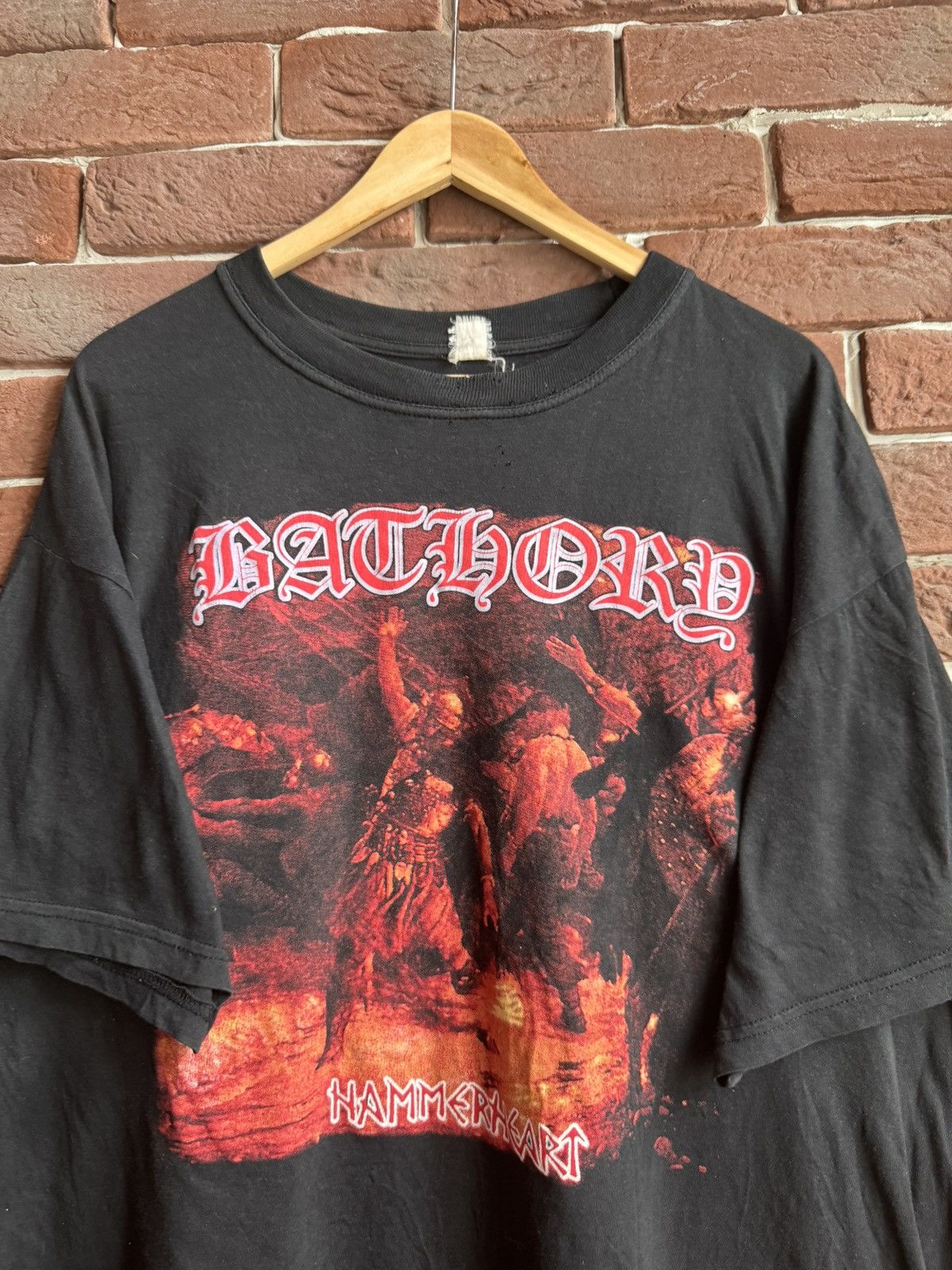 Band Tees Bathory Vintage 90s Hammerheart Black Metal Band Tee 666 Size US XL / EU 56 / 4 - 4 Thumbnail