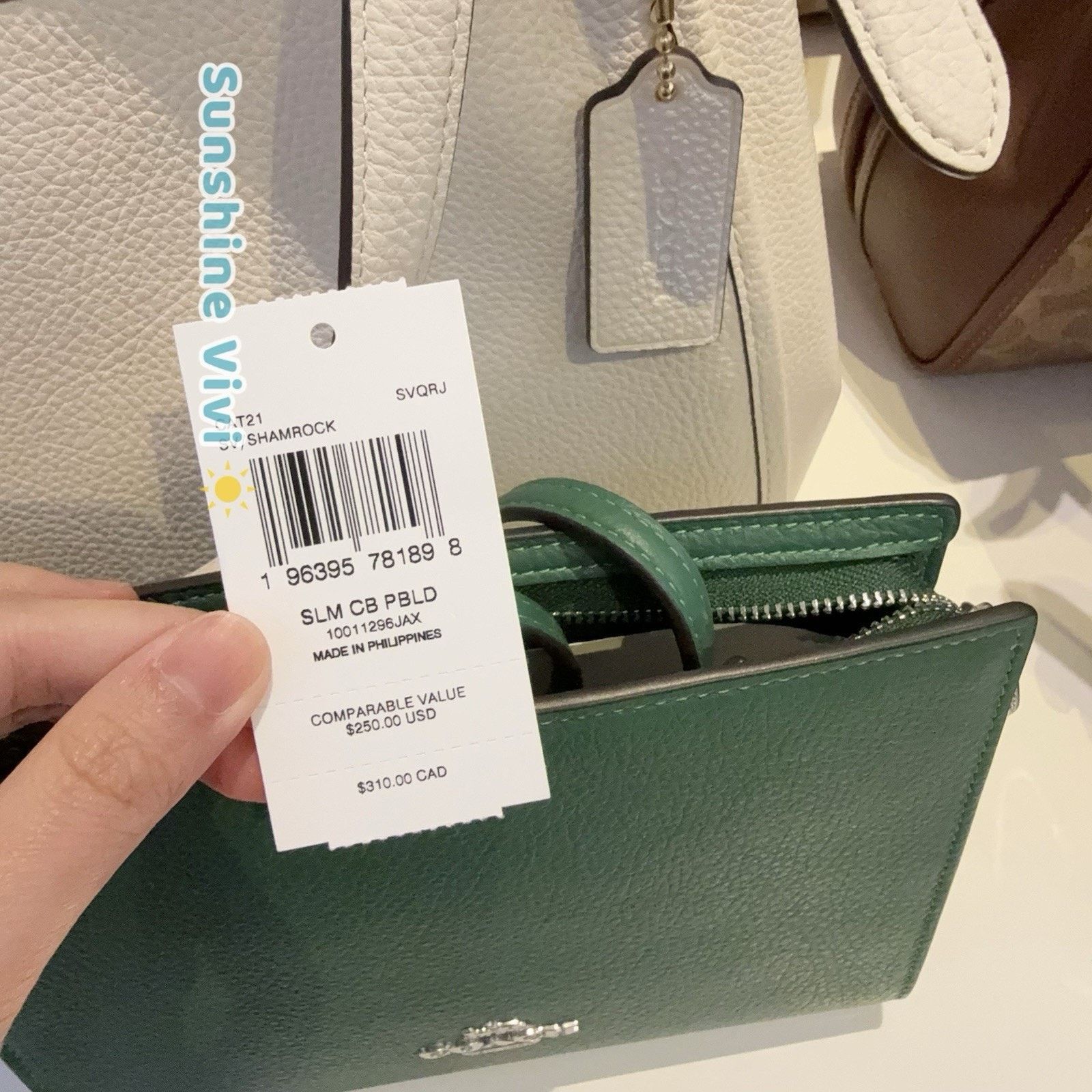 Coach NWT Coach Slim Crossbody Bag Leather CAT21 Silver/Shamrock Size ONE SIZE - 3 Thumbnail