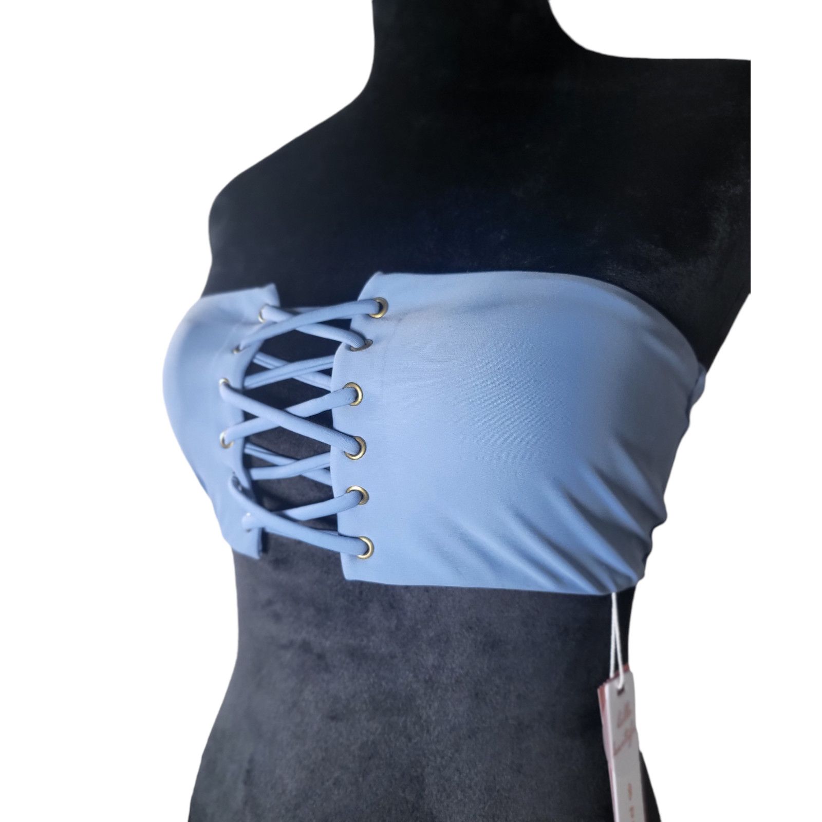 Other NWT PQ SWIM Women's Lace‎-Up Bandeau Bikini Top Sky Blue L Size L / US 10 / IT 46 - 5 Thumbnail