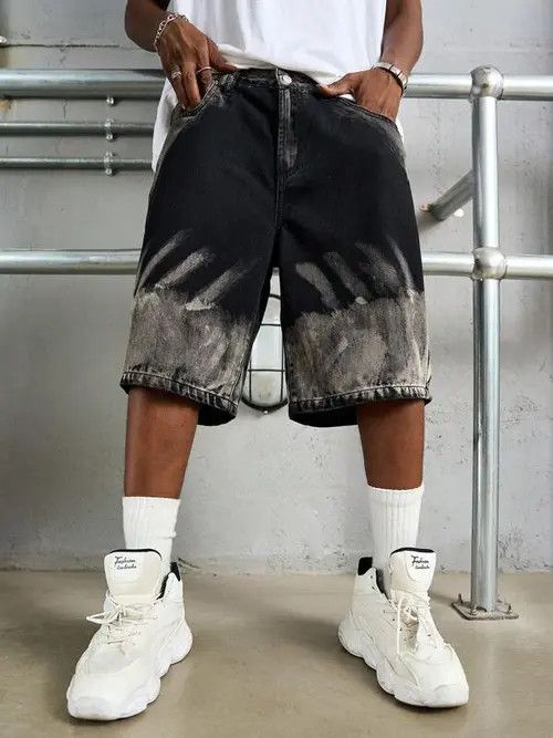 Jean EDGY graphic Y2K DRIP denim shorts jorts Size US 34 / EU 50 - 1 Thumbnail