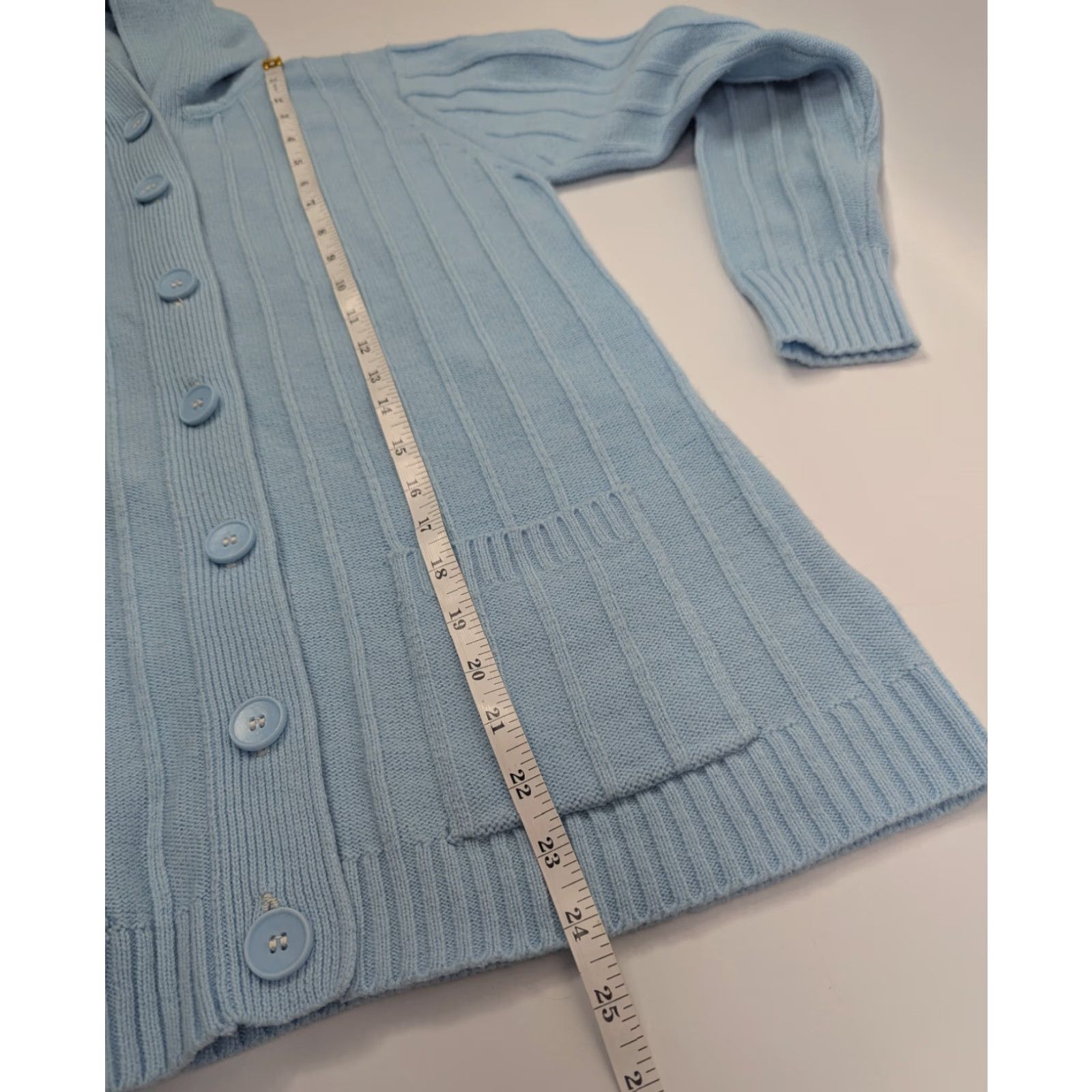 Vintage VINTAGE K-Mart Cardigan Sweater Hoodie Cable Knit Women M Blue 80s 90s Cottagecore Vintage Style Buttons Womens Size M / US 6-8 / IT 42-44 - 4 Thumbnail
