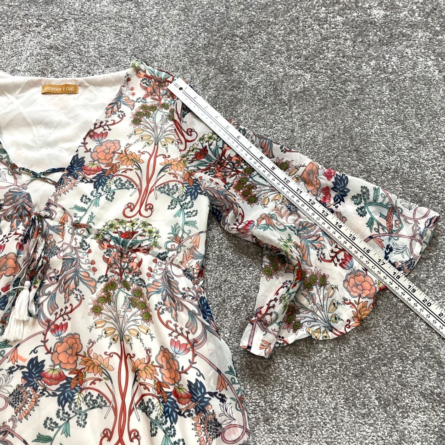 Vintage Emmer & Oat Dress Womens L White Floral Allover Boho Long Sleeve Midi Ladies Size L / US 10 / IT 46 - 4 Thumbnail