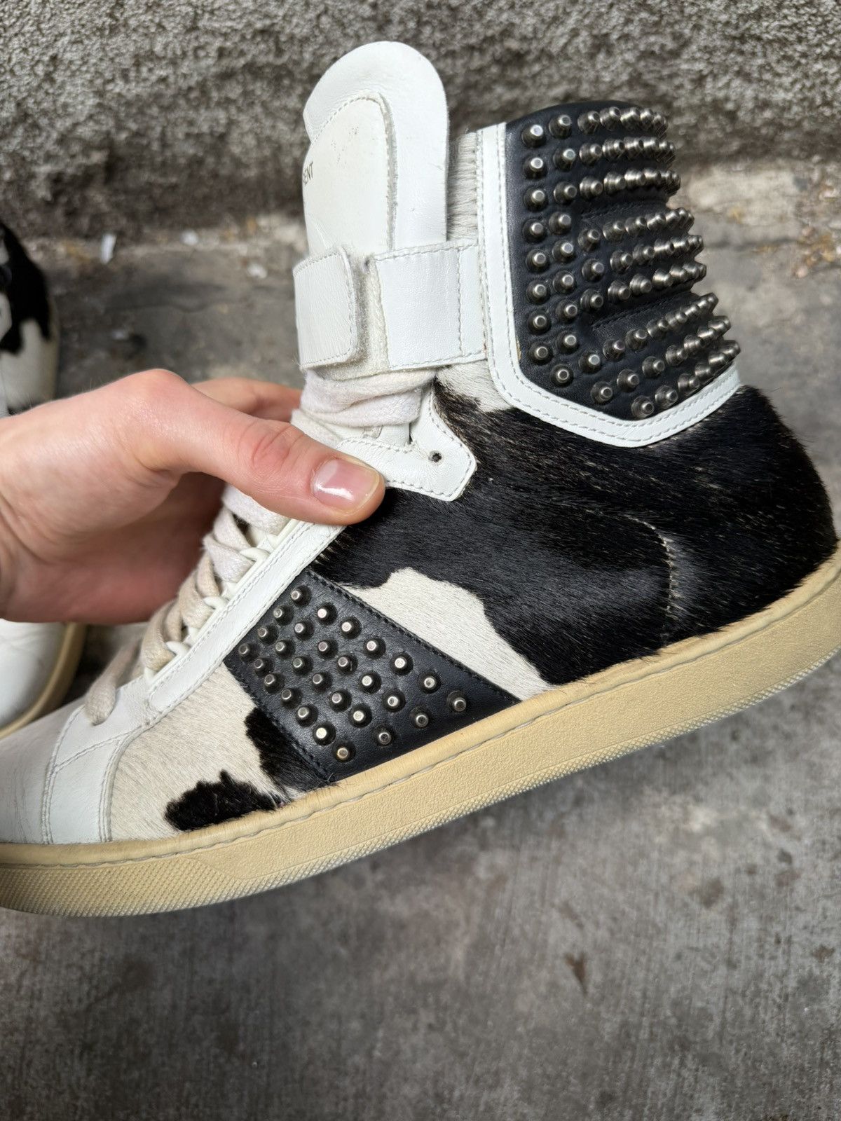 Saint Laurent Paris Saint Laurent FW14 Studded Calf Hair SL/14H high top sneaker Size US 7 / EU 40 - 7 Thumbnail