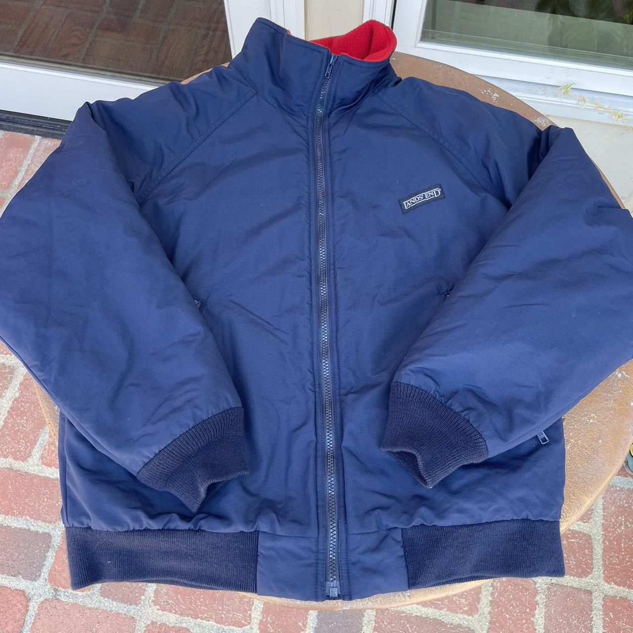 Vintage 90s Lands end bomber fleece jacket Men’s size M