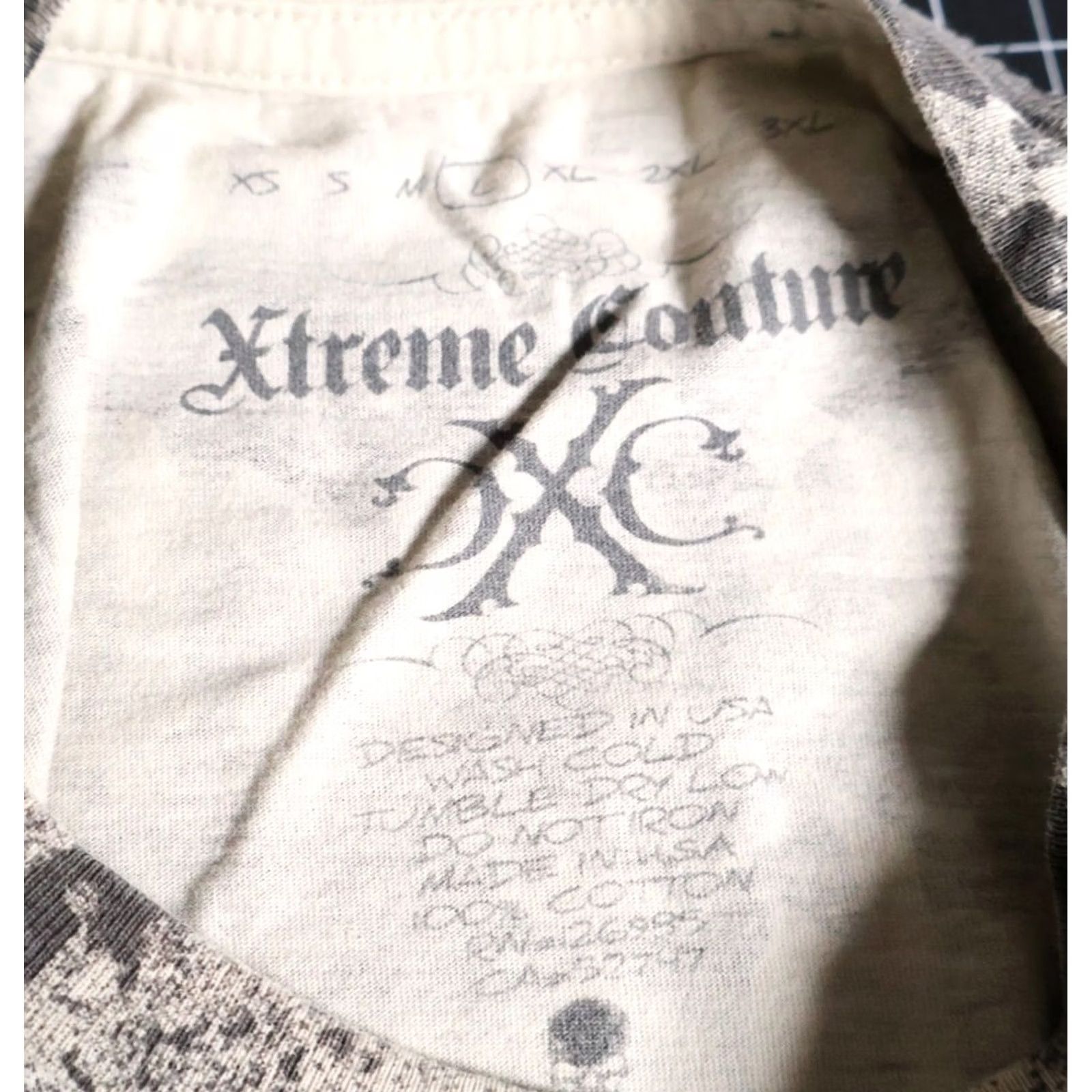 Vintage Xtreme Couture T-Shirt Men Gray Skull Snake AOP Y2K Logo Short Sleeve Crew Neck Vintage 2000s, Regular Fit, 100% Cotton, Made in USA, Size M Size US M / EU 48-50 / 2 - 3 Thumbnail