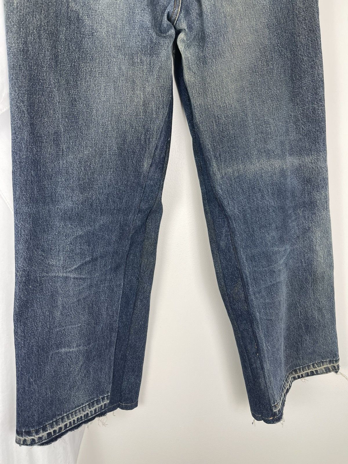 Vintage Wide Japanese clawmark dirty wash faded denim released hem Size US 34 / EU 50 - 6 Thumbnail