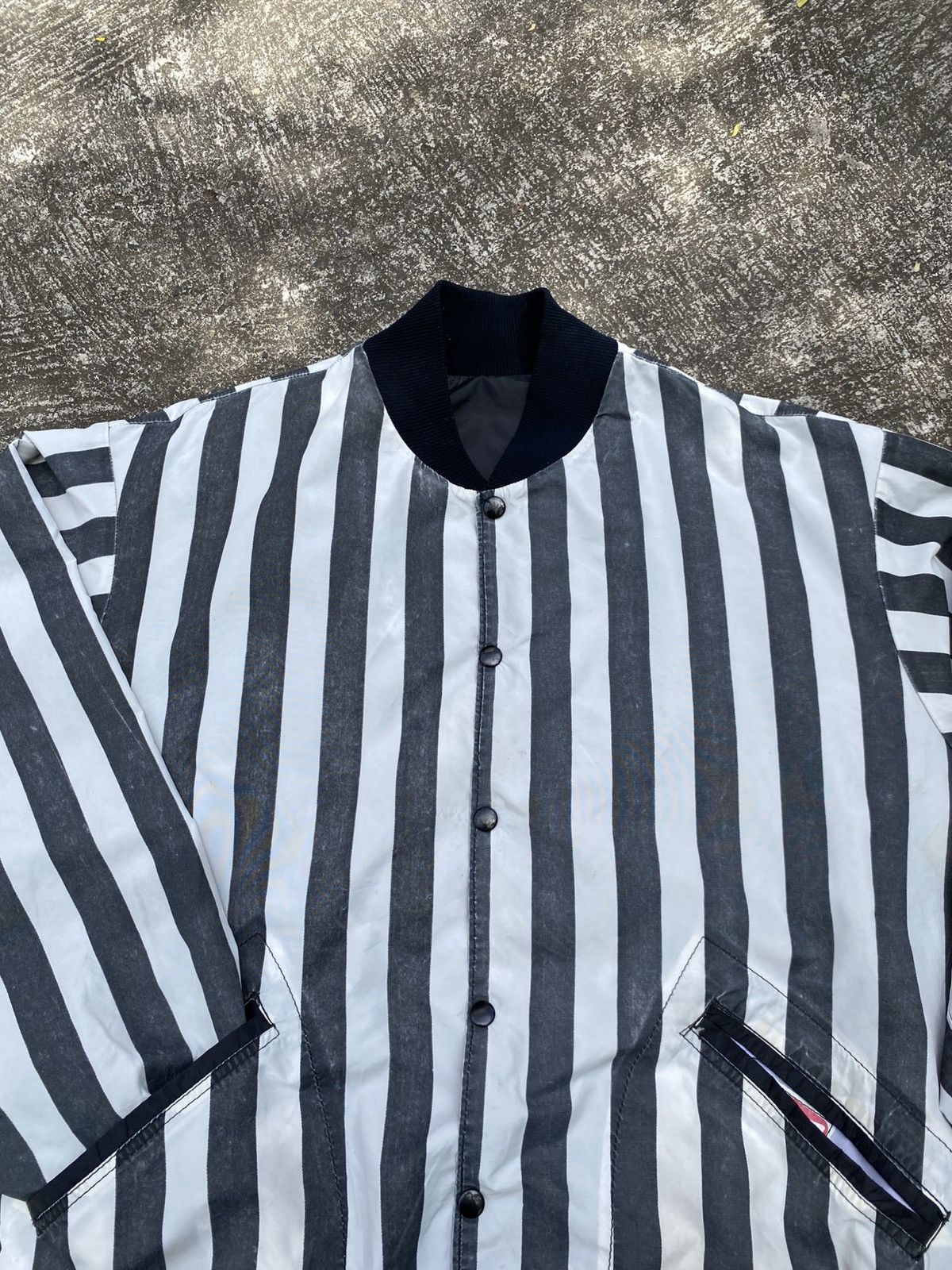Vintage NFIOA Black and White Striped Bomber Jacket. Size US XL / EU 56 / 4 - 3 Thumbnail