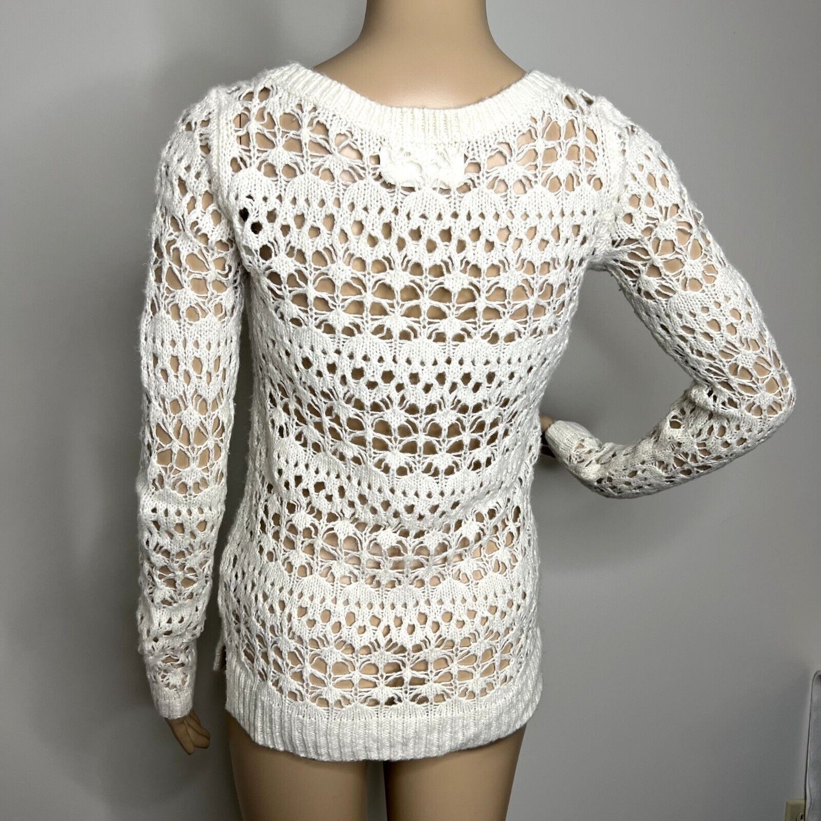Hollister Hollister Wool Cream Knitted Crewneck Sweater Size XS / US 0-2 / IT 36-38 - 3 Thumbnail