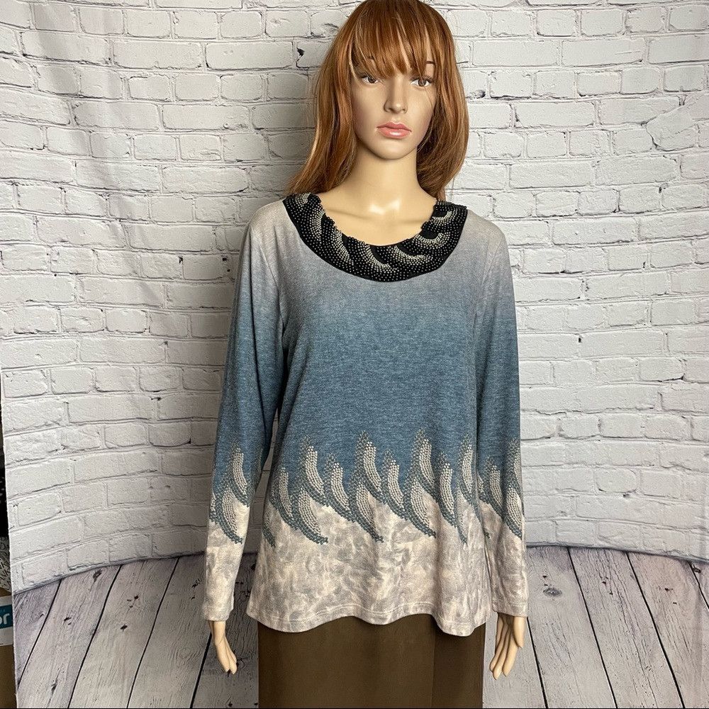 Other NWT New Kingsland Blue Beige Viscose Top Size M Size M / US 6-8 / IT 42-44 - 1 Thumbnail