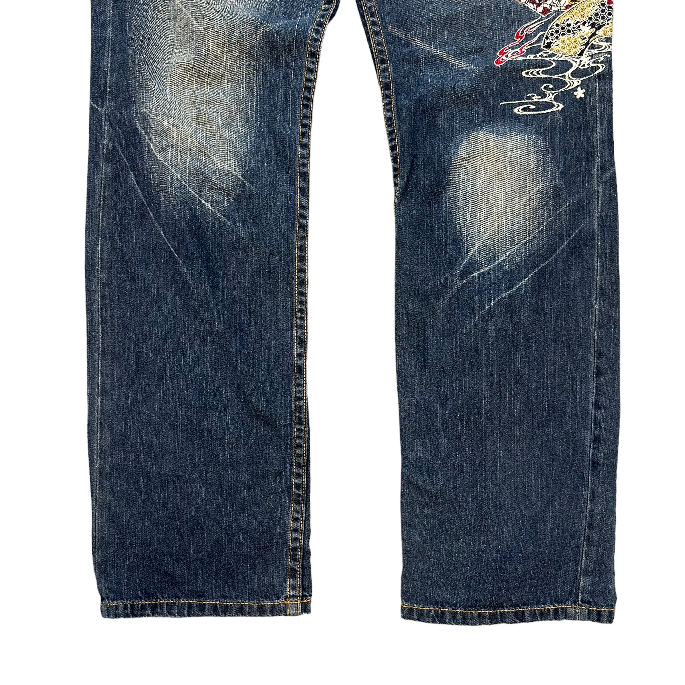 Japanese Brand J950 JEANS SUKAJAN EMBROIDERED SKELETON DENIM PANT #7801-177 Size US 35 - 10 Thumbnail