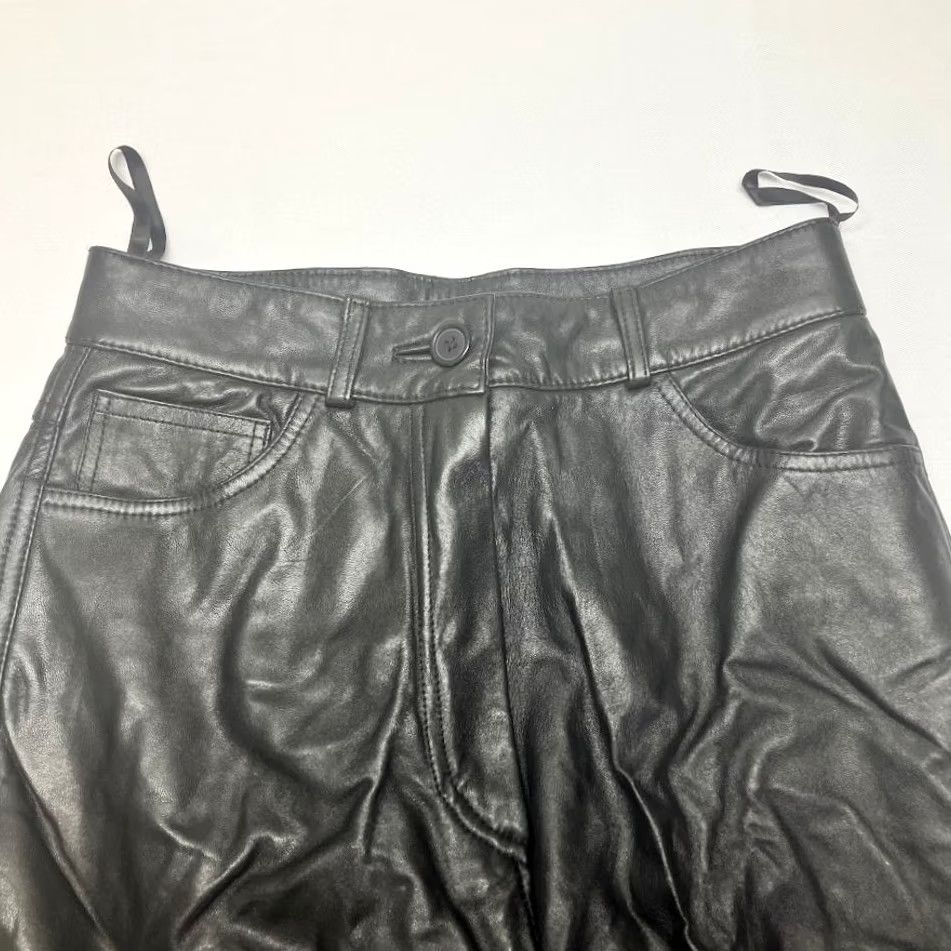 Arrow VINTAGE Black Lambskin Leather High Rise Tapered Leg 5 Pocket Pants Size 28x31 Size 28" / US 6 / IT 42 - 3 Thumbnail