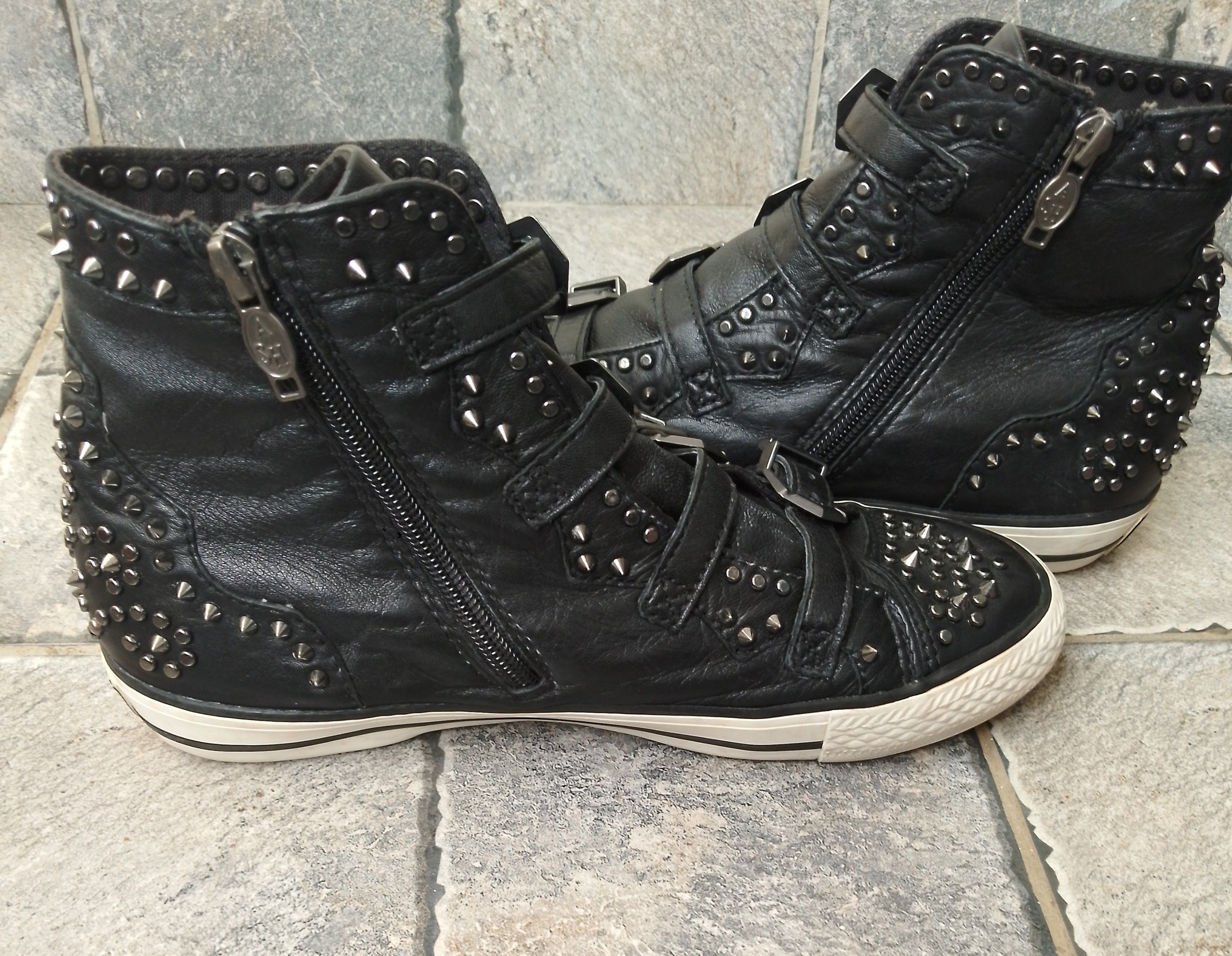 ASH Ash lambskin leather studded sneakers Size US 8 / IT 38 - 2 Thumbnail