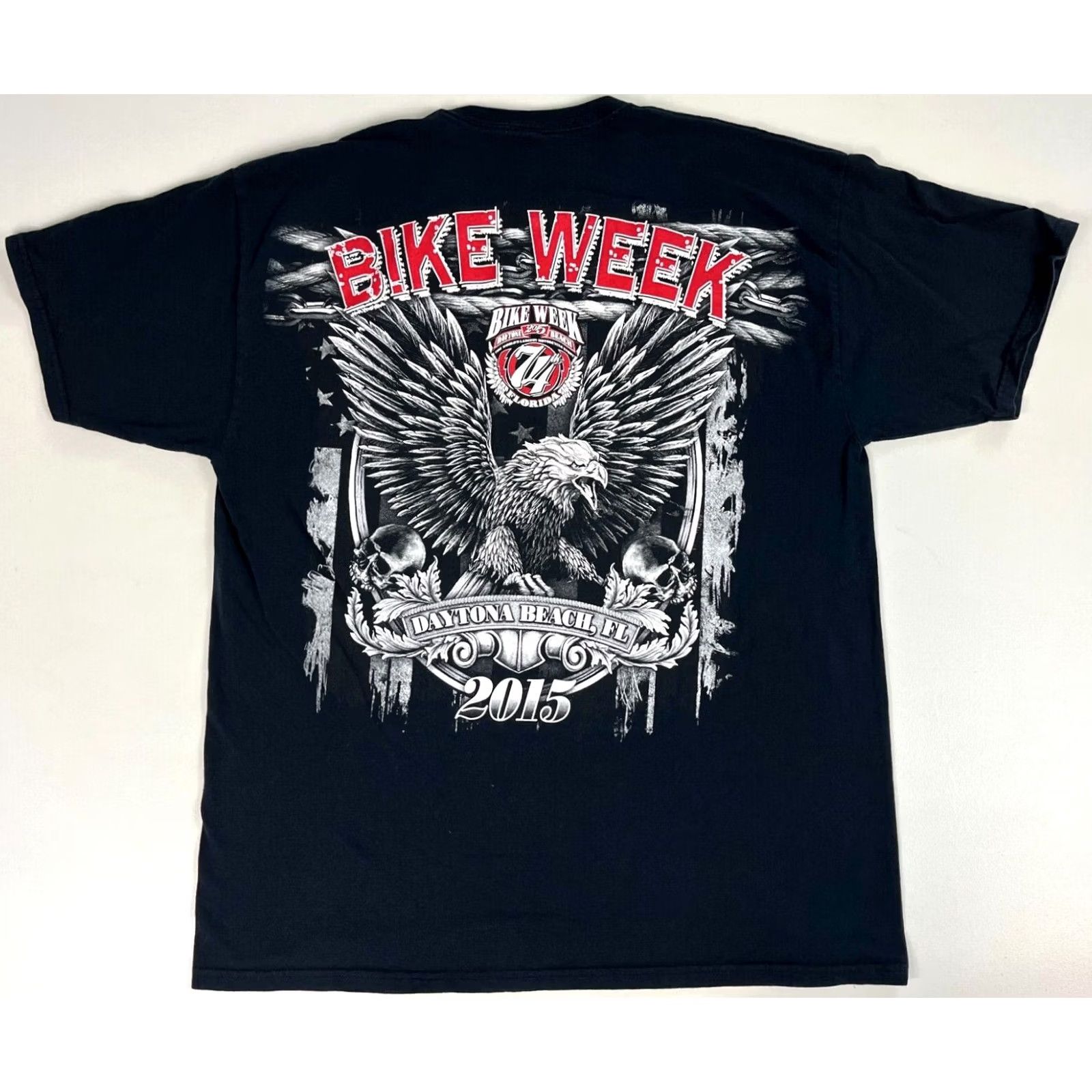 Fruit Of The Loom Fruit of the Loom T-Shirt Daytona Beach 2015 74th Bike Week Double-Sided Sz XL Black Men Shirt Size US XL / EU 56 / 4 - 2 Thumbnail