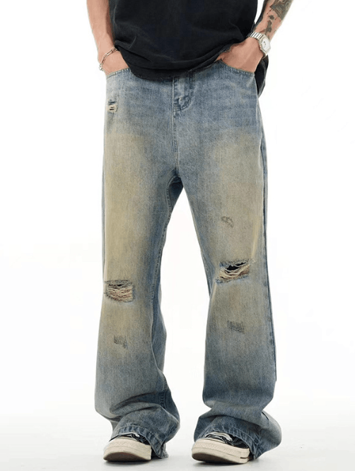 Japanese Brand Trendy oversized washed distressed jeans y2k Size US 34 / EU 50 - 1 Thumbnail