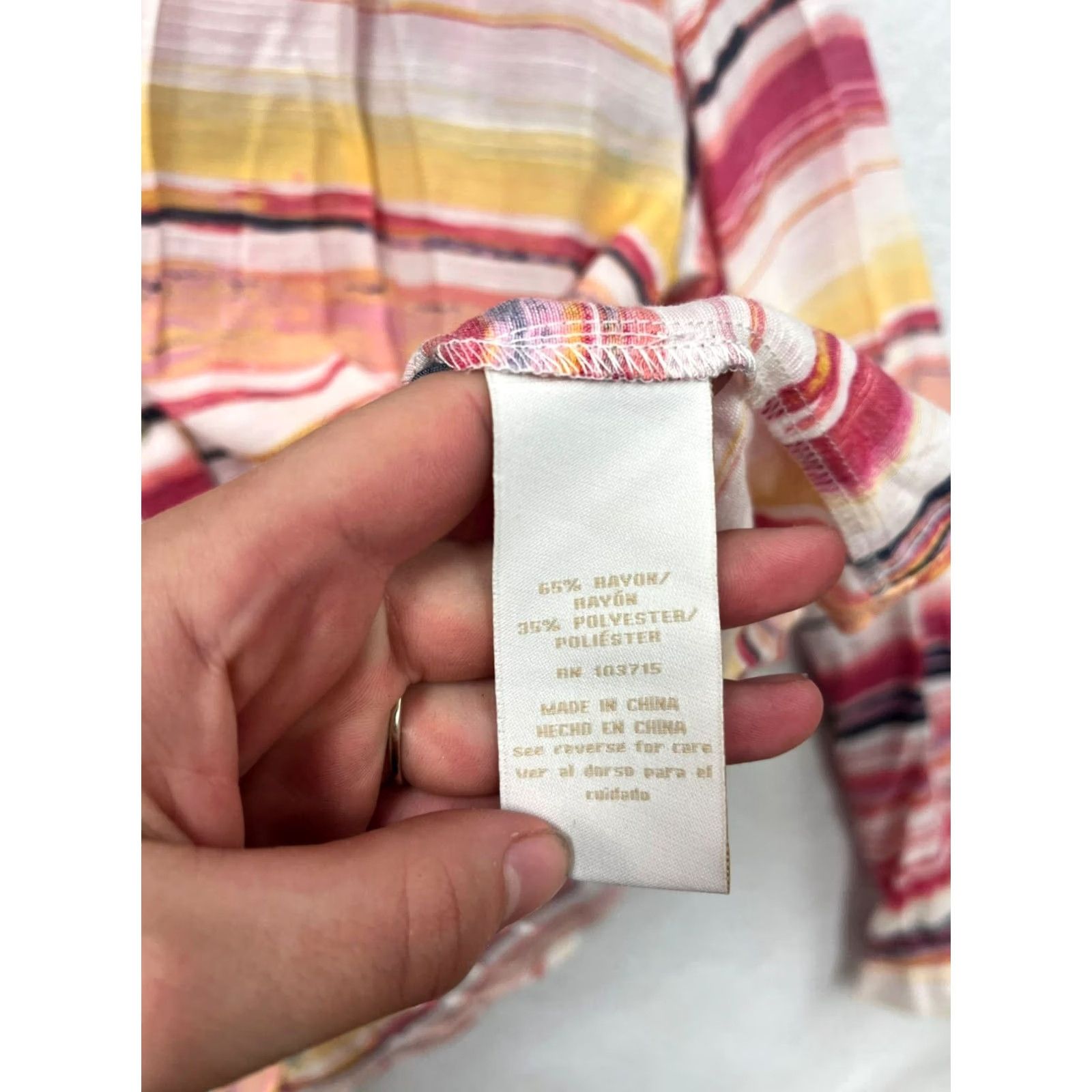 Hope Hope & Harlow Womens M Striped Button-Up Blouse Multicolor, Lightweight, Casual, Button-Up Front, Long Sleeve, Relaxed Fit, Pre-Owned Like New Size M / US 6-8 / IT 42-44 - 4 Thumbnail