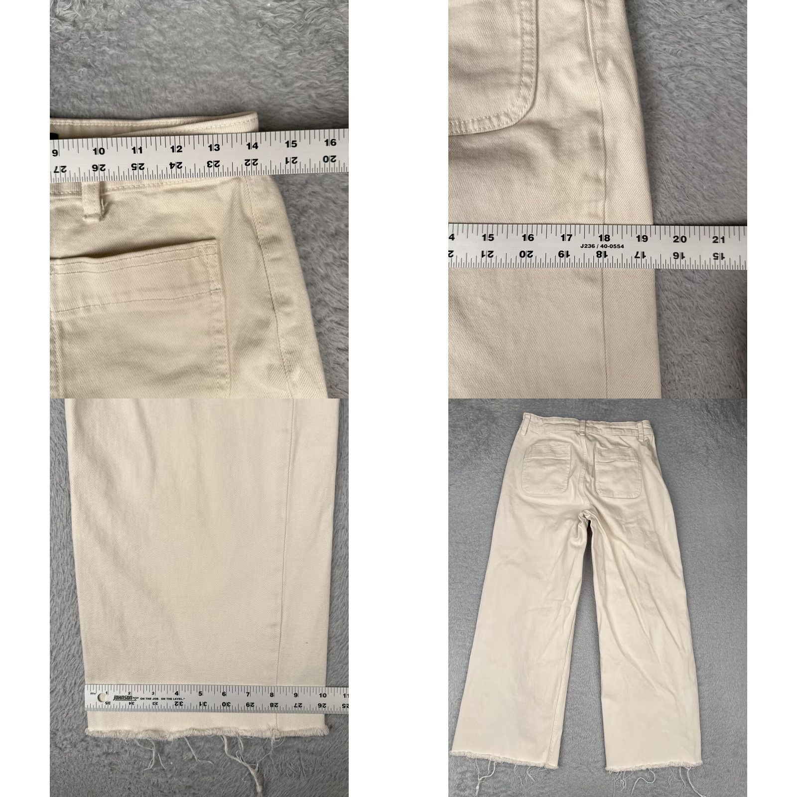 Vintage Free Assembly Jeans Womens 4 Beige Wide-Leg High Rise Raw Hem Cotton 27x26 Size 27" / US 4 / IT 40 - 9 Thumbnail