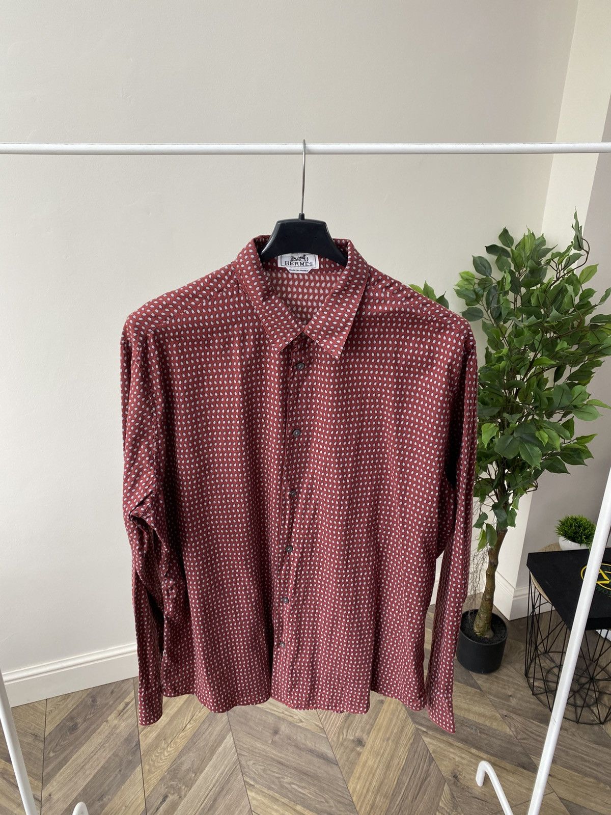 Designer × Hermes × Vintage Vintage Hermes Penguin Imprinted Fitted Cotton shirt Size US L / EU 52-54 / 3 - 5 Thumbnail