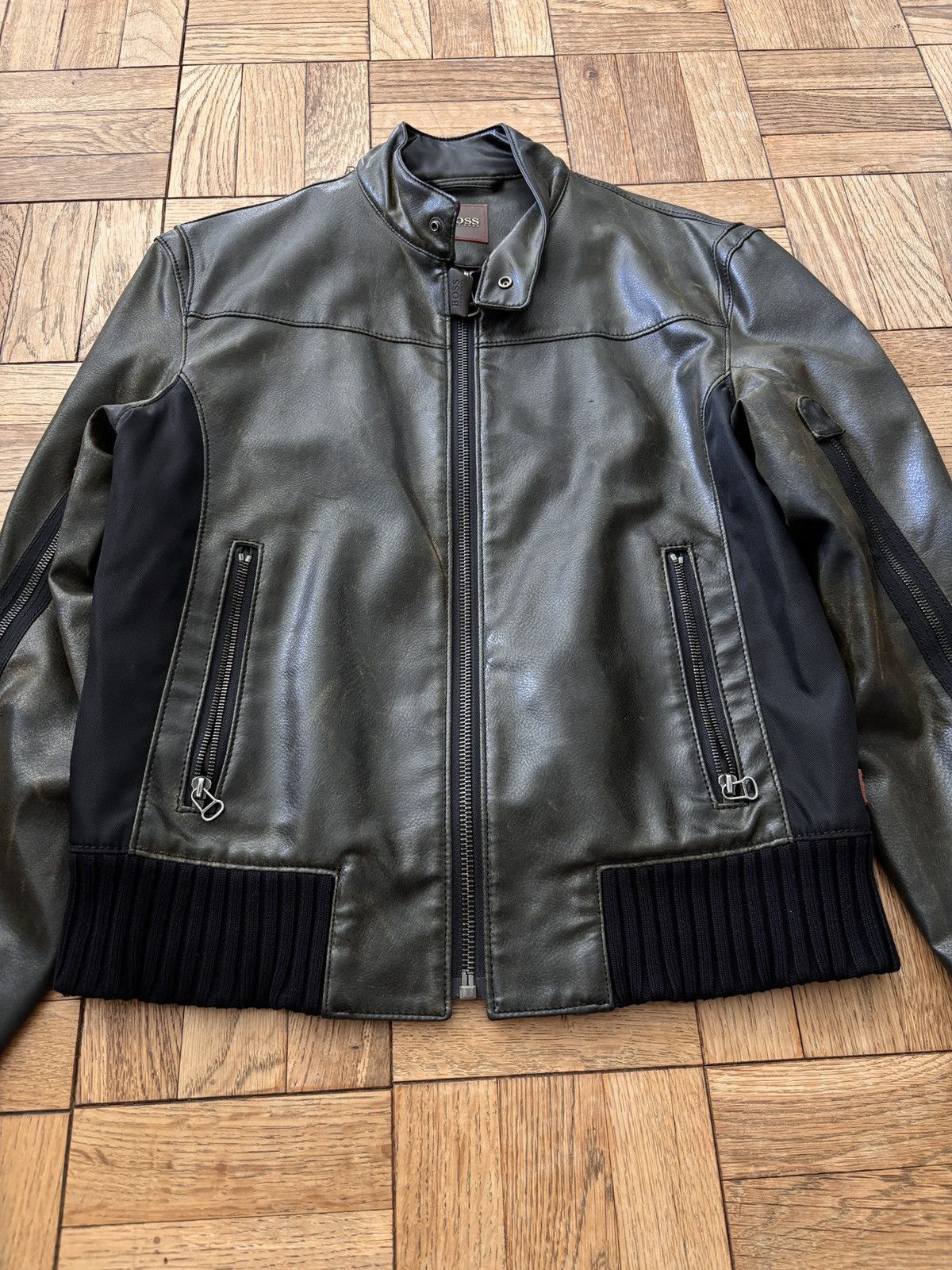 Vintage Hugo Boss Buffalo Leather Cashto 2024 Bomber Jacket 42R