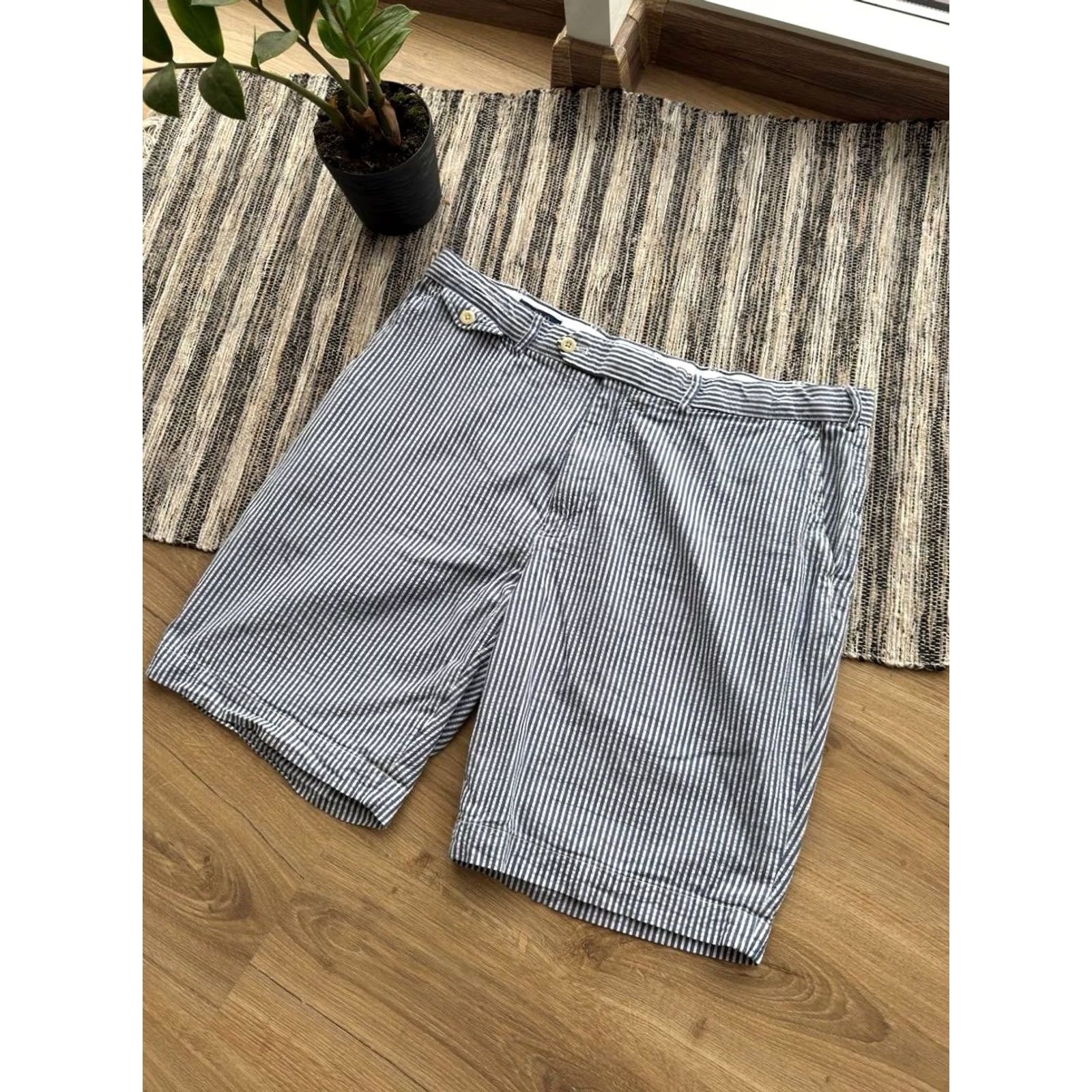Polo Ralph Lauren VINTAGE Polo Ralph Lauren Navy Blue Striped Shorts Old Money Bermuda 2XL Mens Blue Striped Polo Ralph Lauren Old Money Shorts Summer Luxury Shorts Size US XXL / EU 58 / 5 - 2 Thumbnail