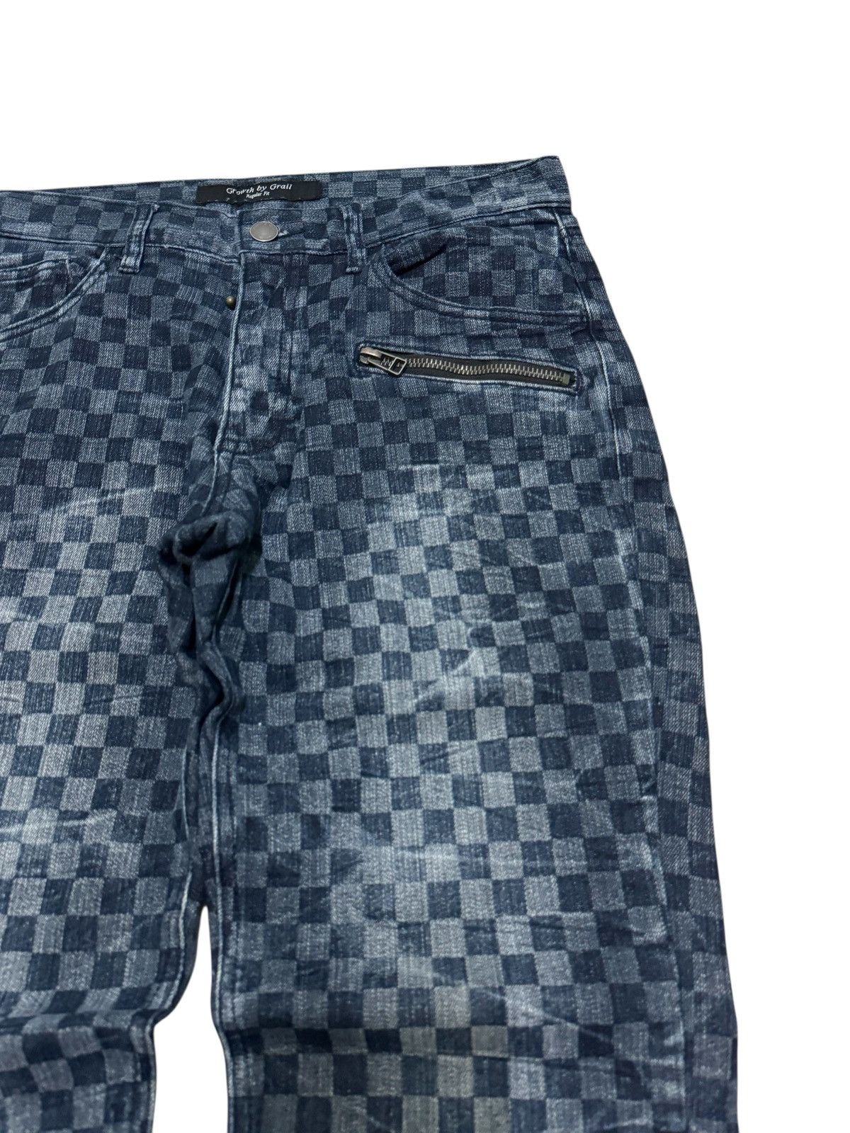 Japanese Brand Growth by Grail Checkerboard Denim Jeans Japan Streetwear Size US 28 / EU 44 - 5 Thumbnail