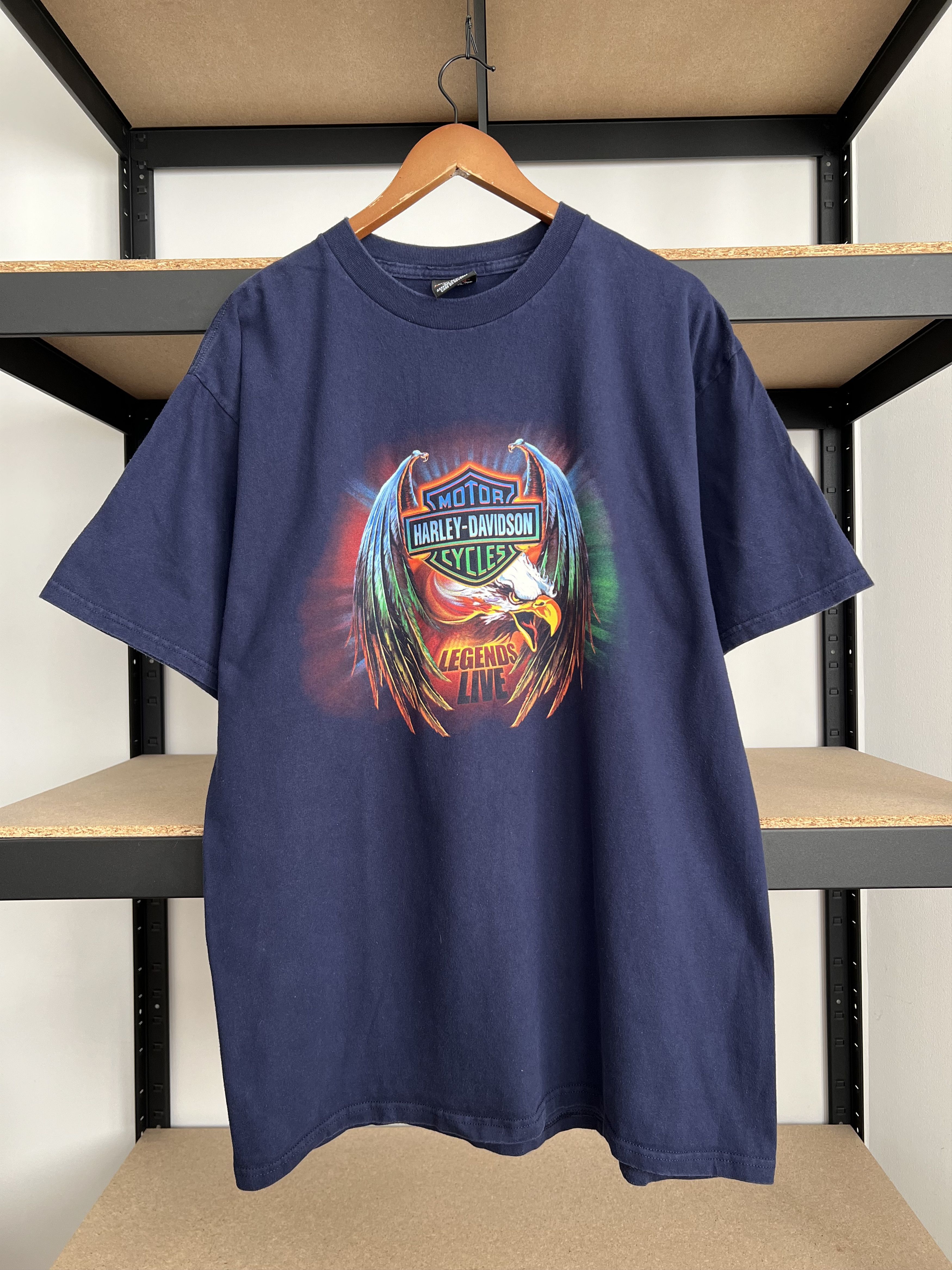 Harley Davidson Vintage 2000s Harley Davidson Eagle Motorcycle Navy T-shirt Size US XL / EU 56 / 4 - 1 Thumbnail