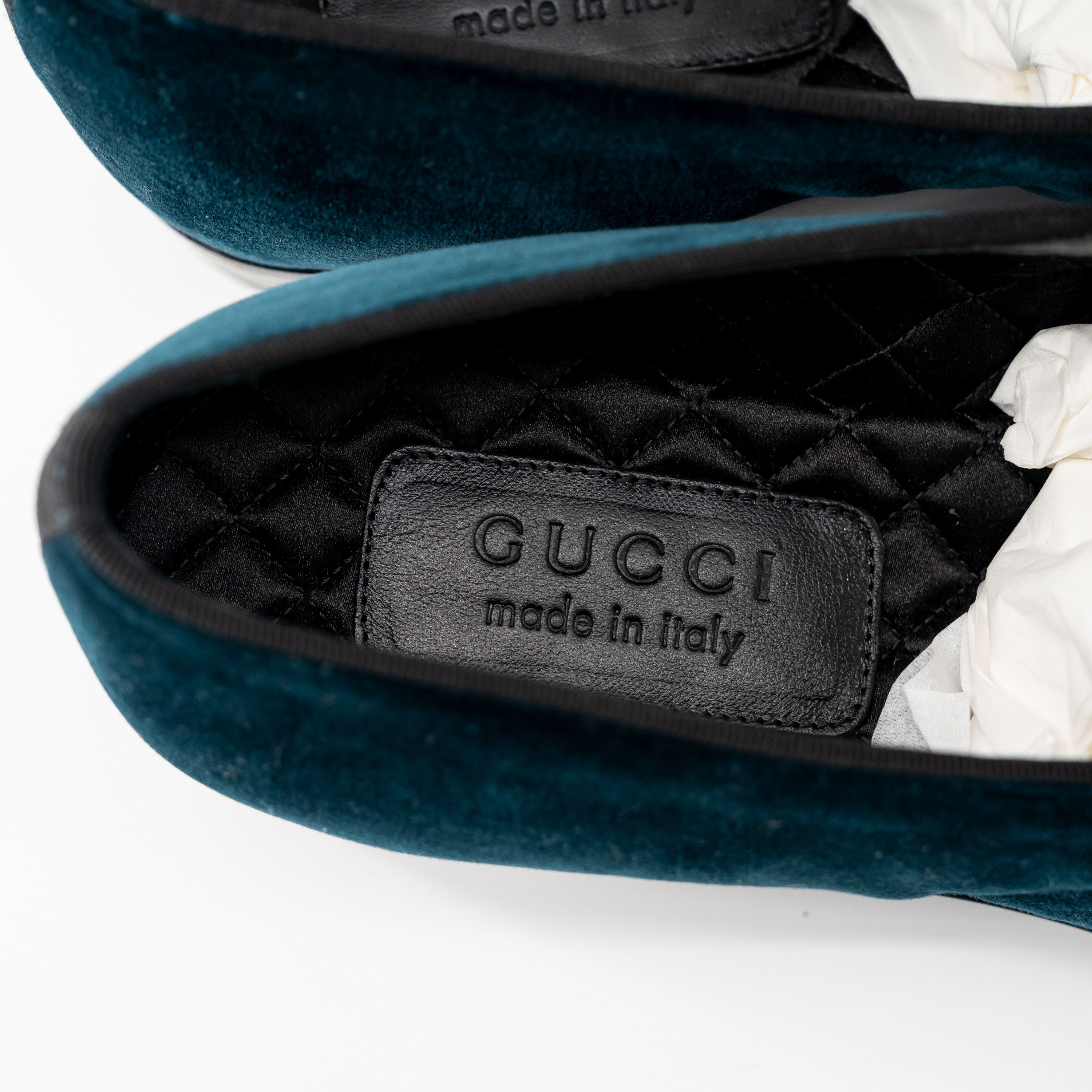Gucci 9G - Gucci Velvet Loafers Tassel GG Blue Green Moccasins Size US 9.5 / EU 42-43 - 6 Thumbnail