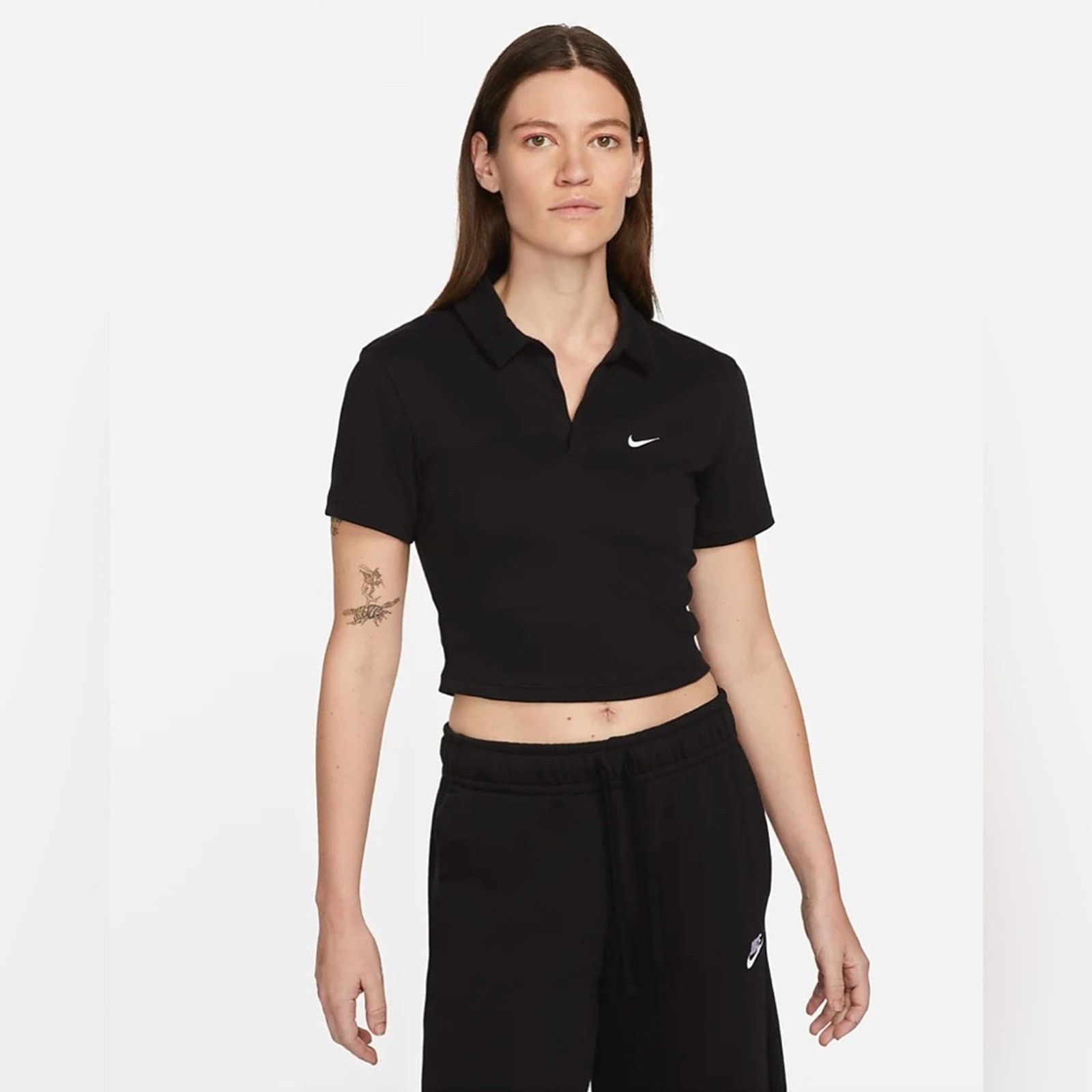 Nike Nike Women's Cropped Polo Top Black Short Sleeve Size M Size M / US 6-8 / IT 42-44 - 1 Thumbnail