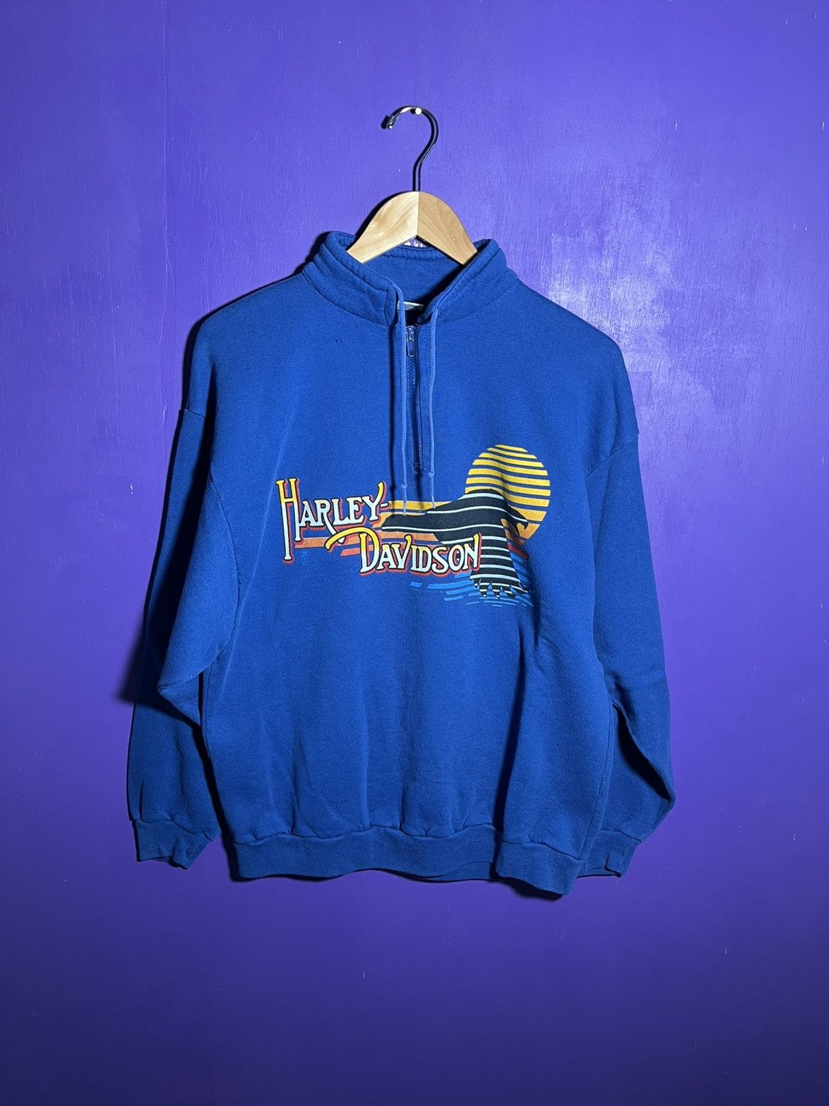 Harley Davidson × Vintage Vintage 1988 Harley Davidson quarter zip sweatshirt Size US L / EU 52-54 / 3 - 1 Thumbnail