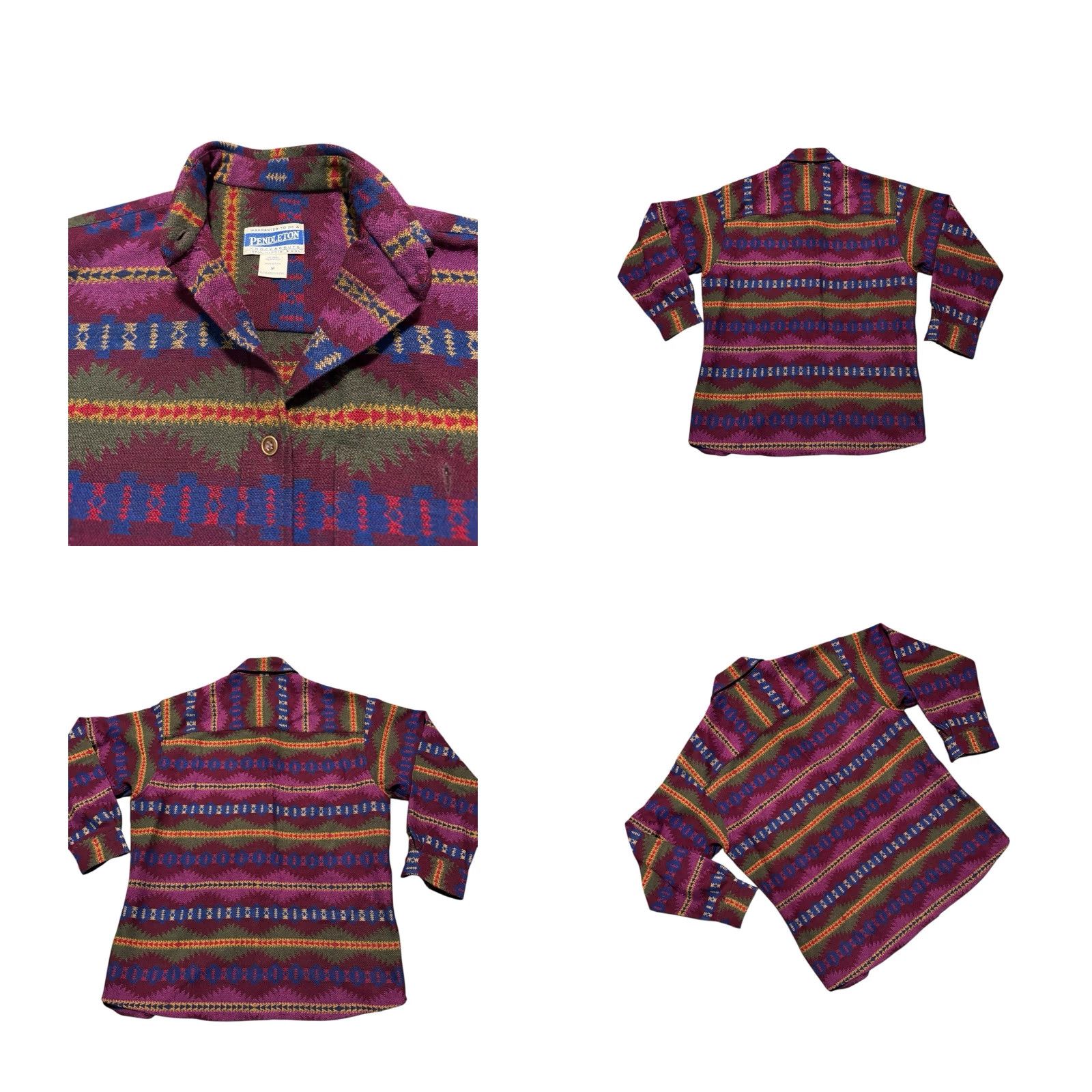 Pendleton VINTAGE Pendleton Shirt Geometric Aztec Tribal Wool Flannel M USA Read/Repair Size M / US 6-8 / IT 42-44 - 8 Thumbnail