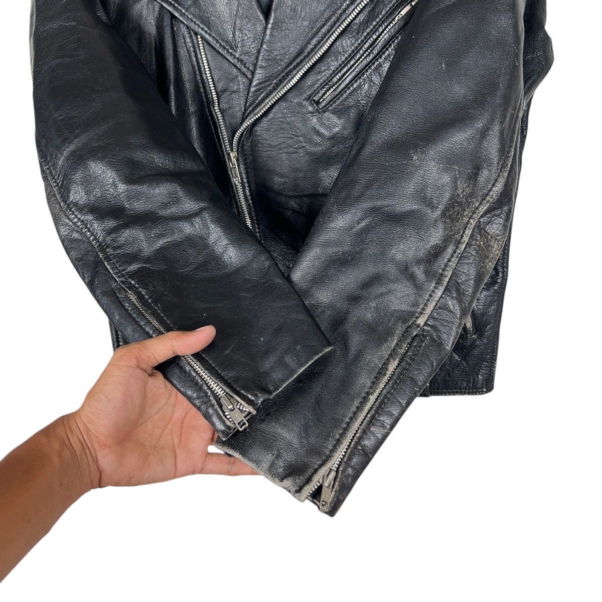 Genuine Leather Vintage excellent Double Colar Moto Leather jacket Size US M / EU 48-50 / 2 - 13 Thumbnail
