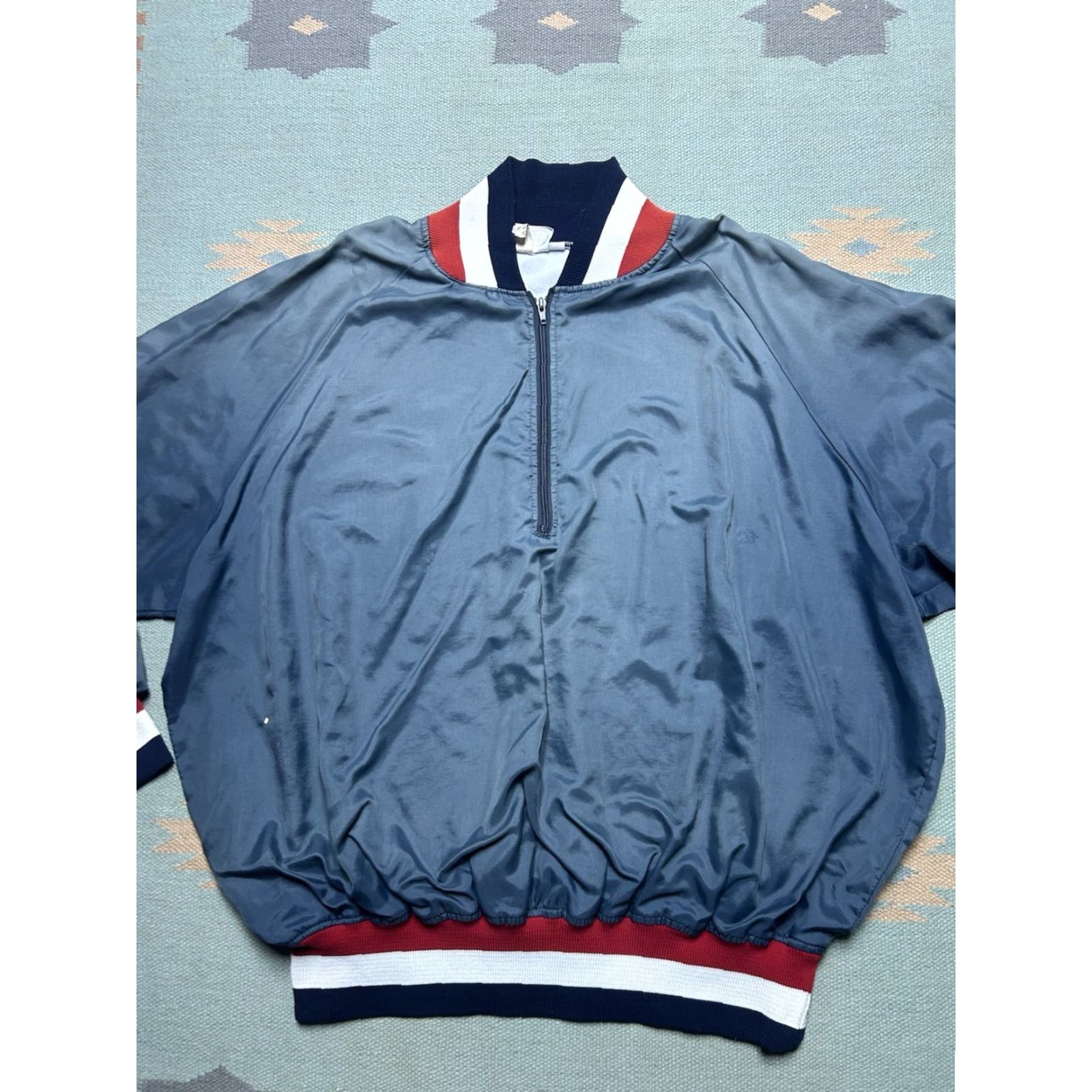 Vintage VINTAGE 80s satin bomber jacket nylon pullover 1/2 zip lined mens 3XL blue jacket satin nylon bomber 80s 90s Honig’s Mens Blue 3XL Zip Jacket Size US XXL / EU 58 / 5 - 3 Thumbnail