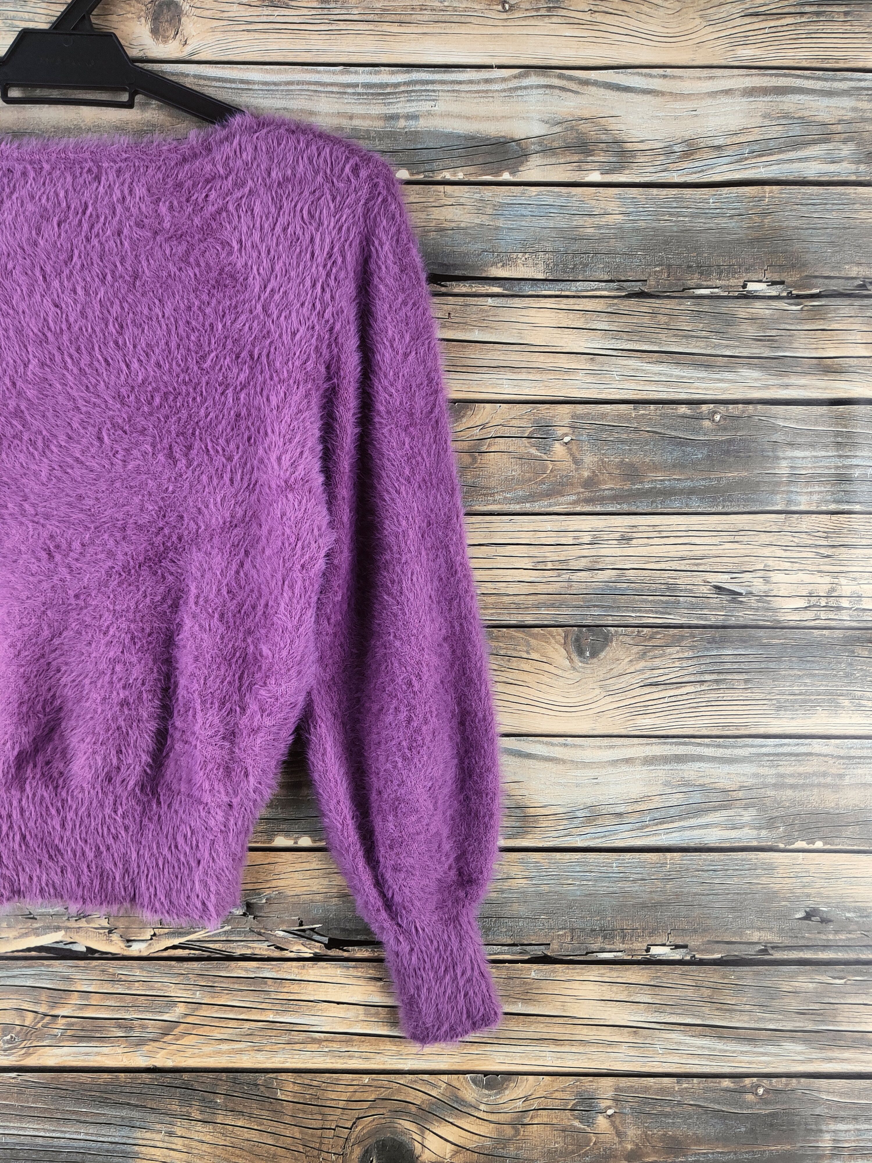 Japanese Brand DL GRL Purple Fur Mohair Knitwear #46-987 Size S / US 4 / IT 40 - 9 Thumbnail