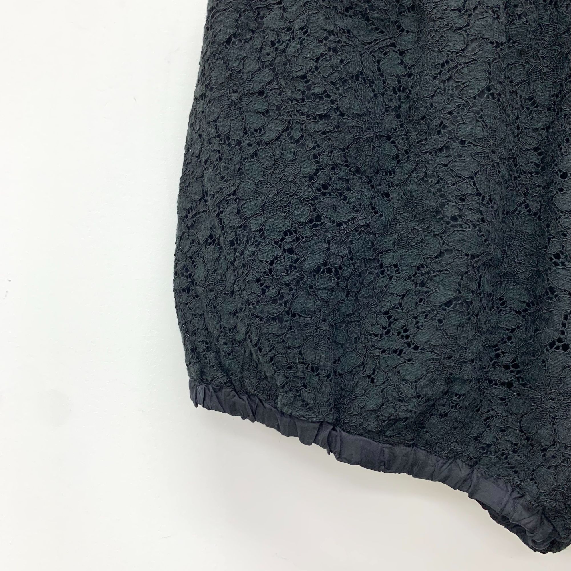 Miu Miu Miu Miu Womens Black Lace Elastic Waist Floral Perforated Co Size 40" / US 18 - 6 Thumbnail