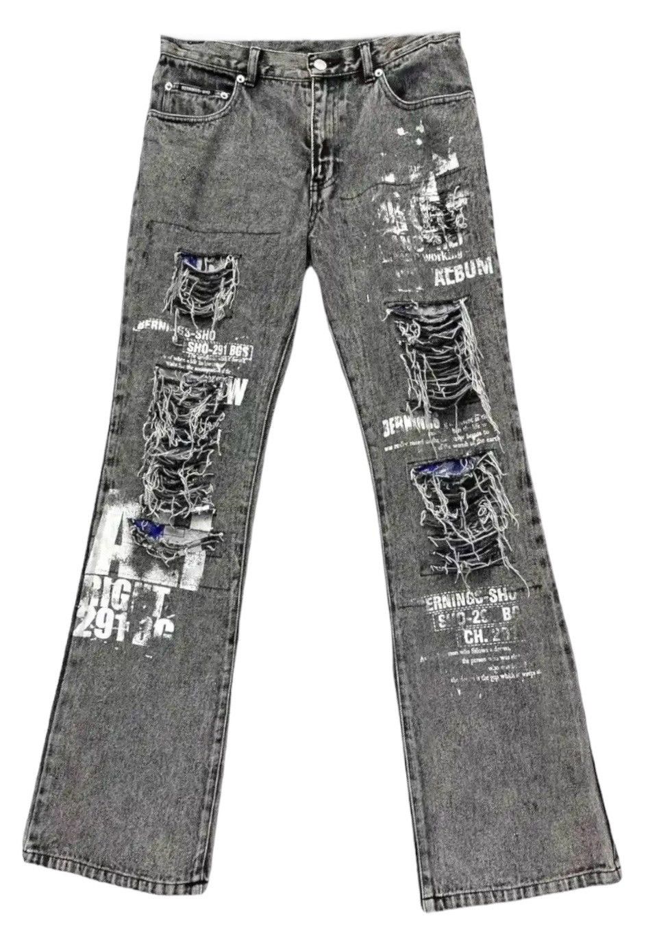 BERNINGS SHO 90’s PUNK🔥BERNINGS-SHO Flare Distressed Ripped Acid Wash Size 30" / US 8 / IT 44 - 3 Thumbnail