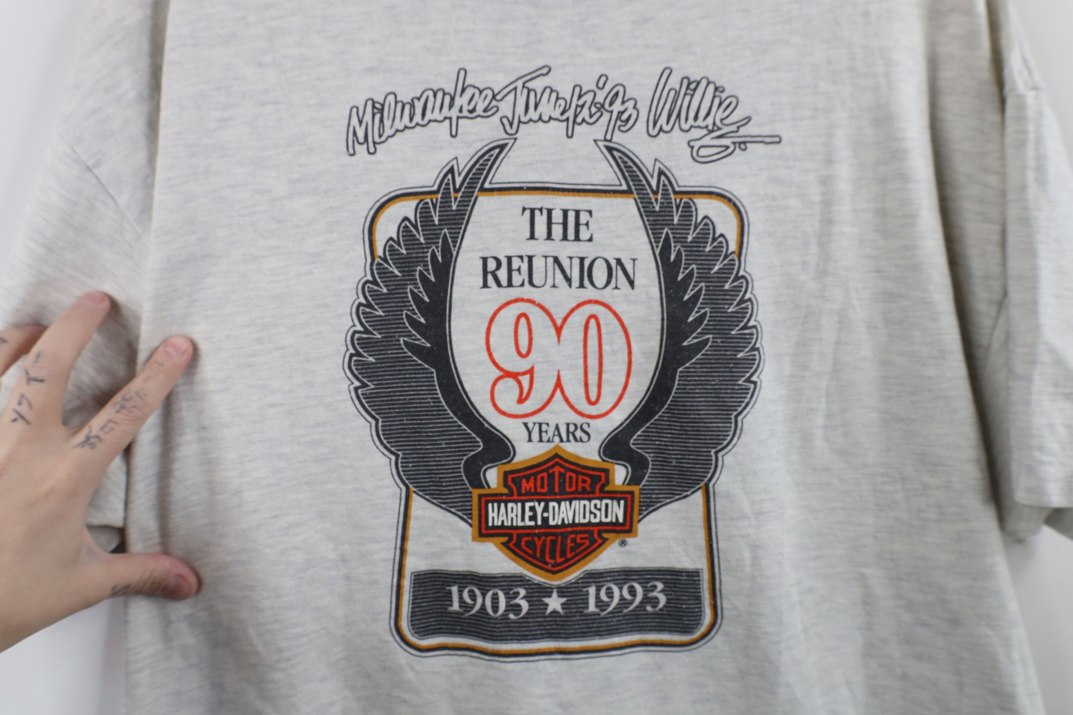 Harley Davidson × Vintage Vintage 90s Harley Davidson Willie Eagle Wings T-Shirt USA Size US XL / EU 56 / 4 - 8 Thumbnail