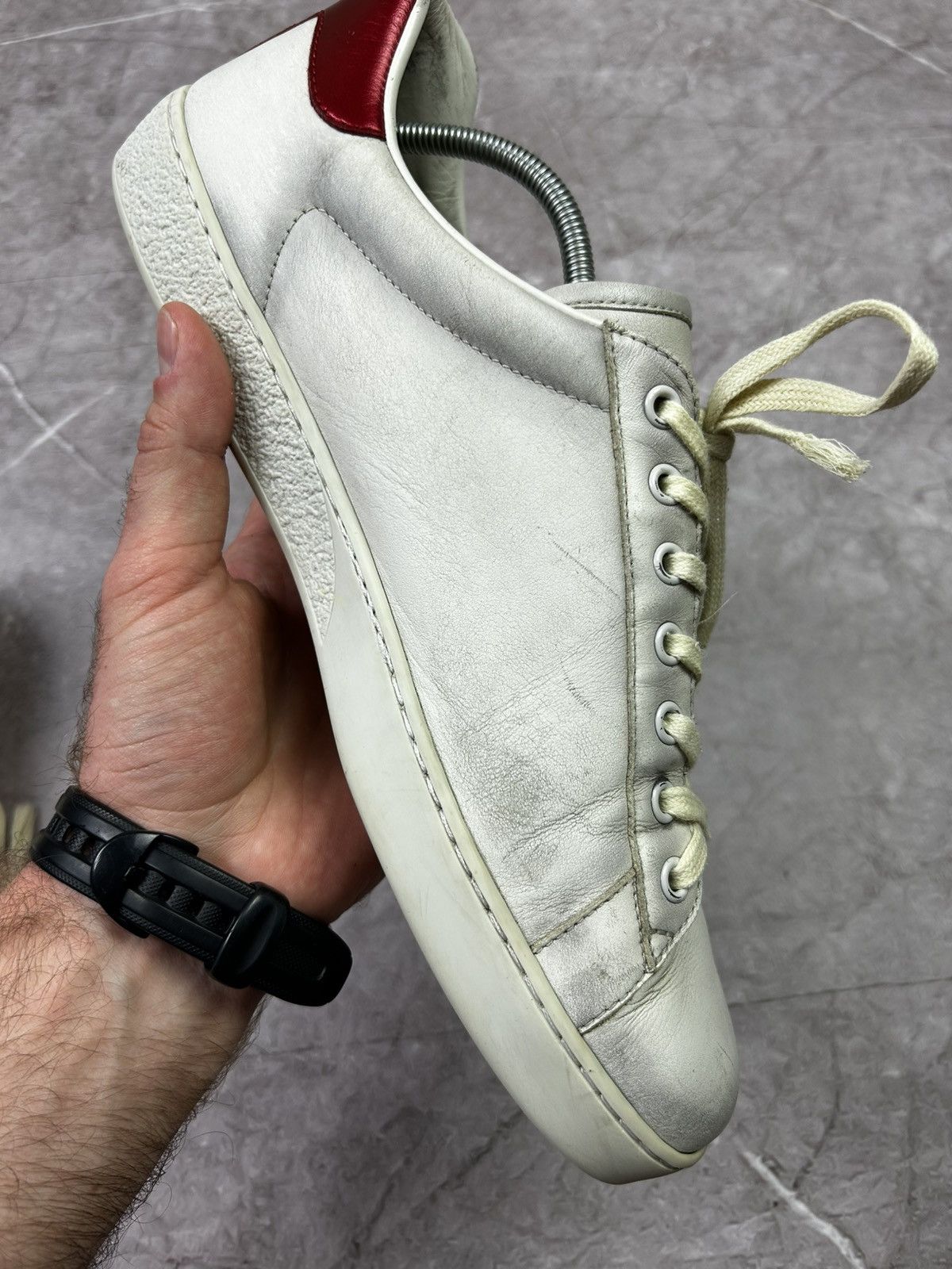Designer Gucci Ace Blade Distressed Aged Lowtop sneakers Size US 10.5 / EU 43-44 - 10 Thumbnail